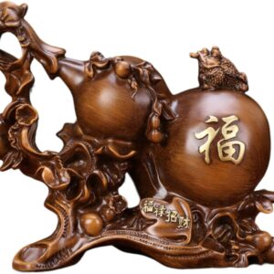 葫芦 Wooden Hu Lu (Gourd) Coloured Glaze Brass Good Luck Hu Lu 摆件招财镇宅家居客厅玄关酒柜装饰品 Cabinet with Wine Rack Storage, Farmhouse Wine Cabinet for Home 中式办公室乔迁新居礼品 - fengshui-687