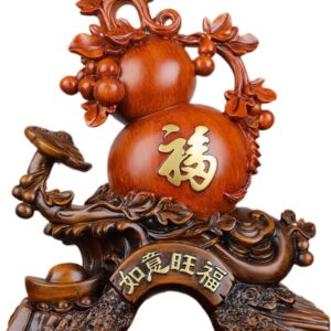 葫芦 Wooden Hu Lu (Gourd) Coloured Glaze Brass Good Luck Hu Lu 摆件招财镇宅家居客厅玄关酒柜装饰品 Cabinet with Wine Rack Storage, Farmhouse Wine Cabinet for Home 中式办公室乔迁新居礼品 - fengshui-715