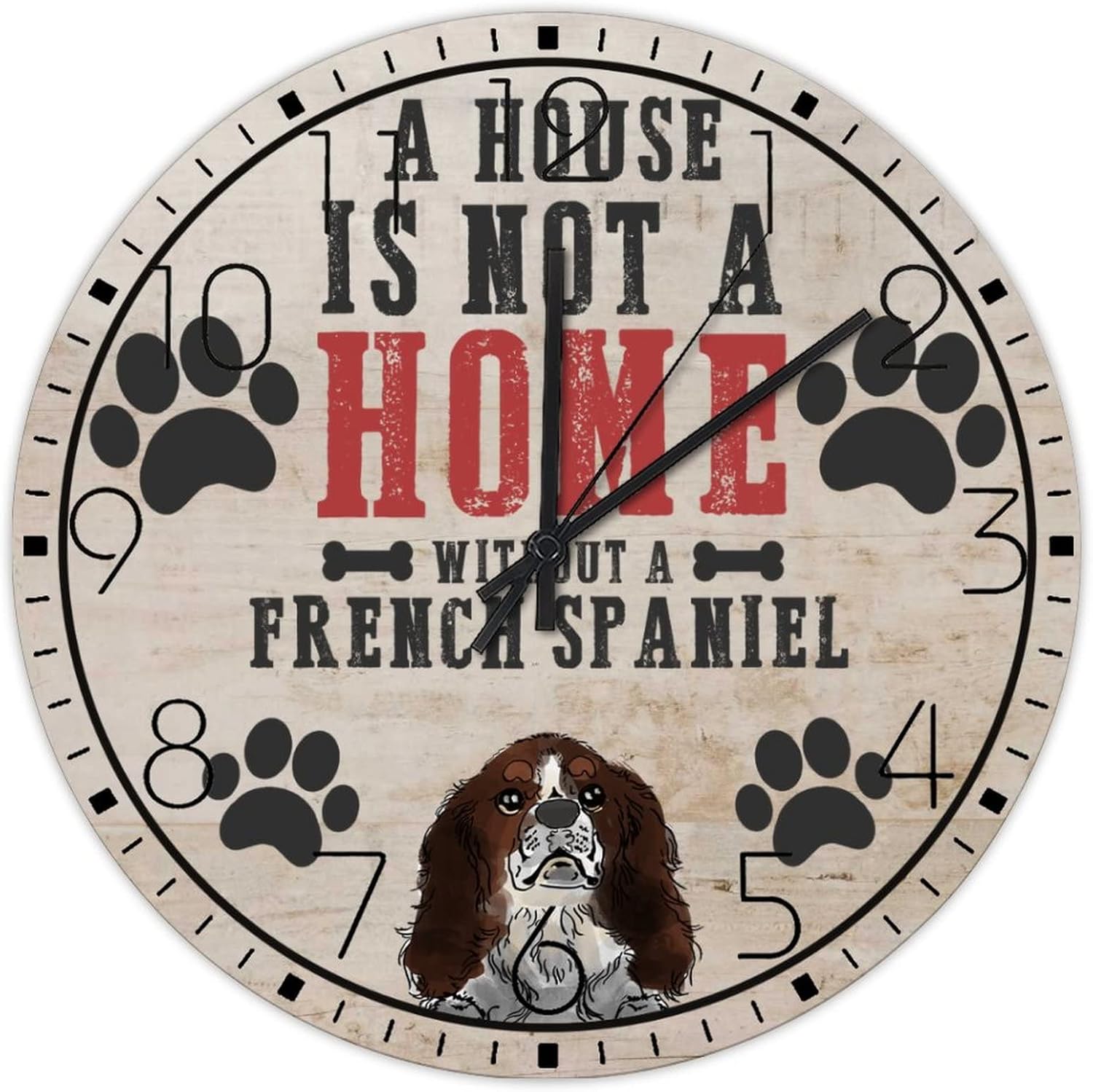 15" Silent Non-Ticking Wall Clocks A House is Not A Home Without A Dog Home Decoration for Hotel Pet Owners Good Friends Farmhouse Round Wooden Wall Clock Vintage for Daycare Washroom