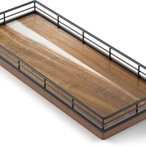 Acacia Wood Bathroom Vanity Tray, 11" L Small Countertop Tray for Dresser, Table, Kitchen Counter, Coffee Bar