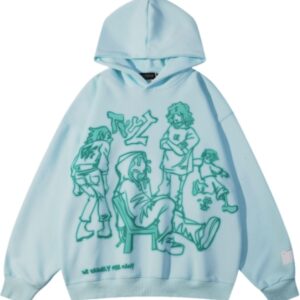 Aelfric Eden Mens Graphic Oversized Hoodie Cartoon Character Print Streetwear Casual hoodies y2k Hooded Sweatshirt
