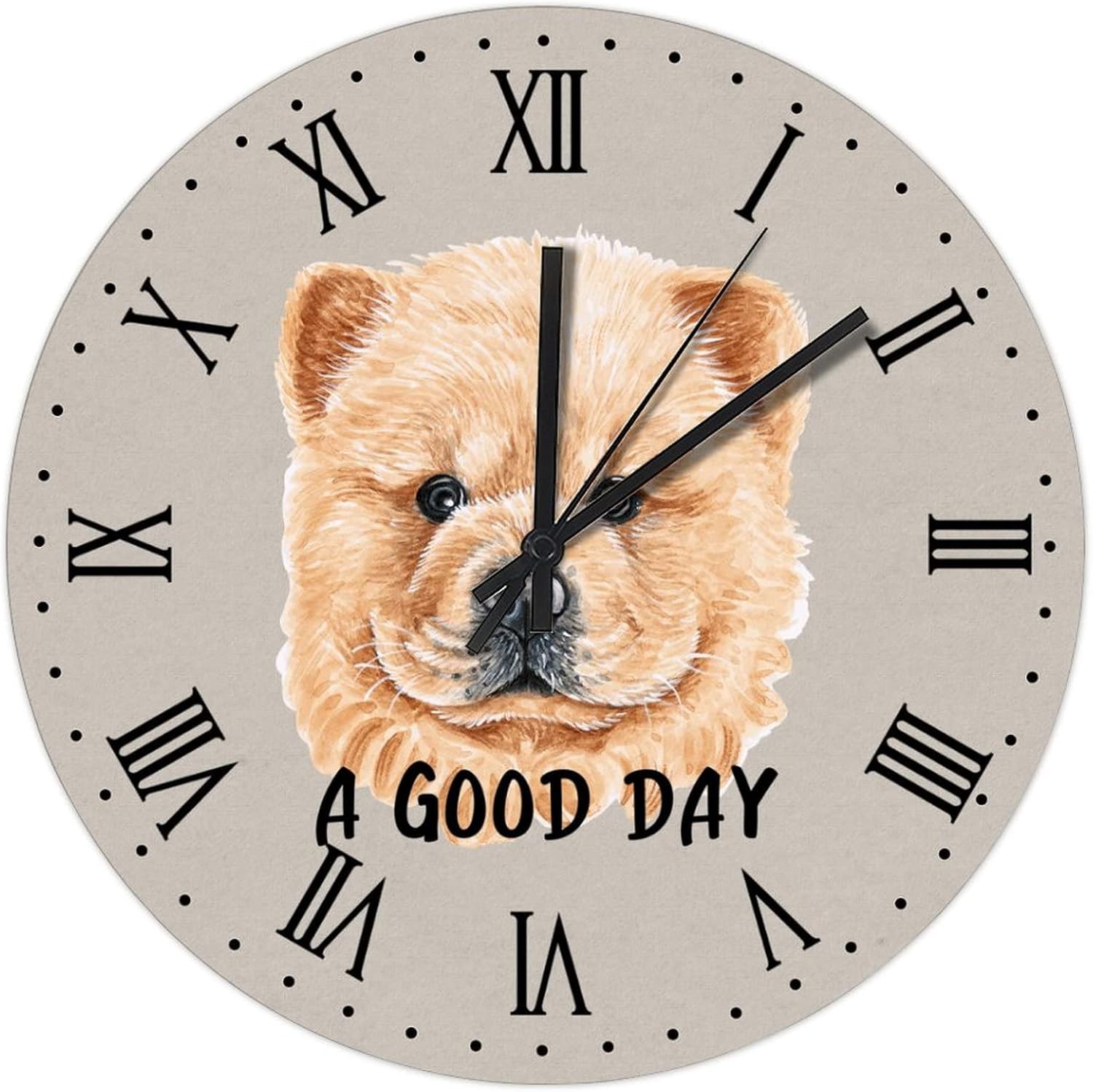 BESTORLOVE Custom Wooden Clocks A Good Day Dog Wood Wall Clock Silent Non-Ticking 15" x 15" Round Wall Clock Decor for Home Living Room Bedroom Office Ship from US