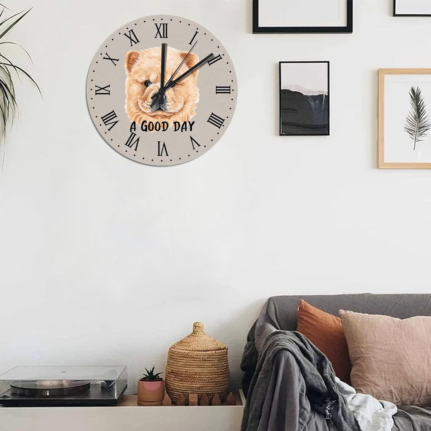 BESTORLOVE Custom Wooden Clocks A Good Day Dog Wood Wall Clock Silent Non-Ticking 15" x 15" Round Wall Clock Decor for Home Living Room Bedroom Office Ship from US - Image 5