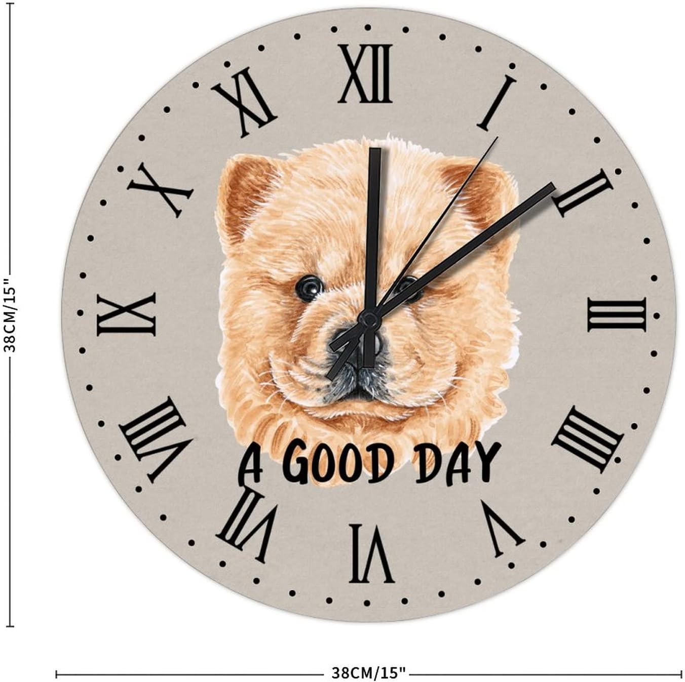 BESTORLOVE Custom Wooden Clocks A Good Day Dog Wood Wall Clock Silent Non-Ticking 15" x 15" Round Wall Clock Decor for Home Living Room Bedroom Office Ship from US - Image 2