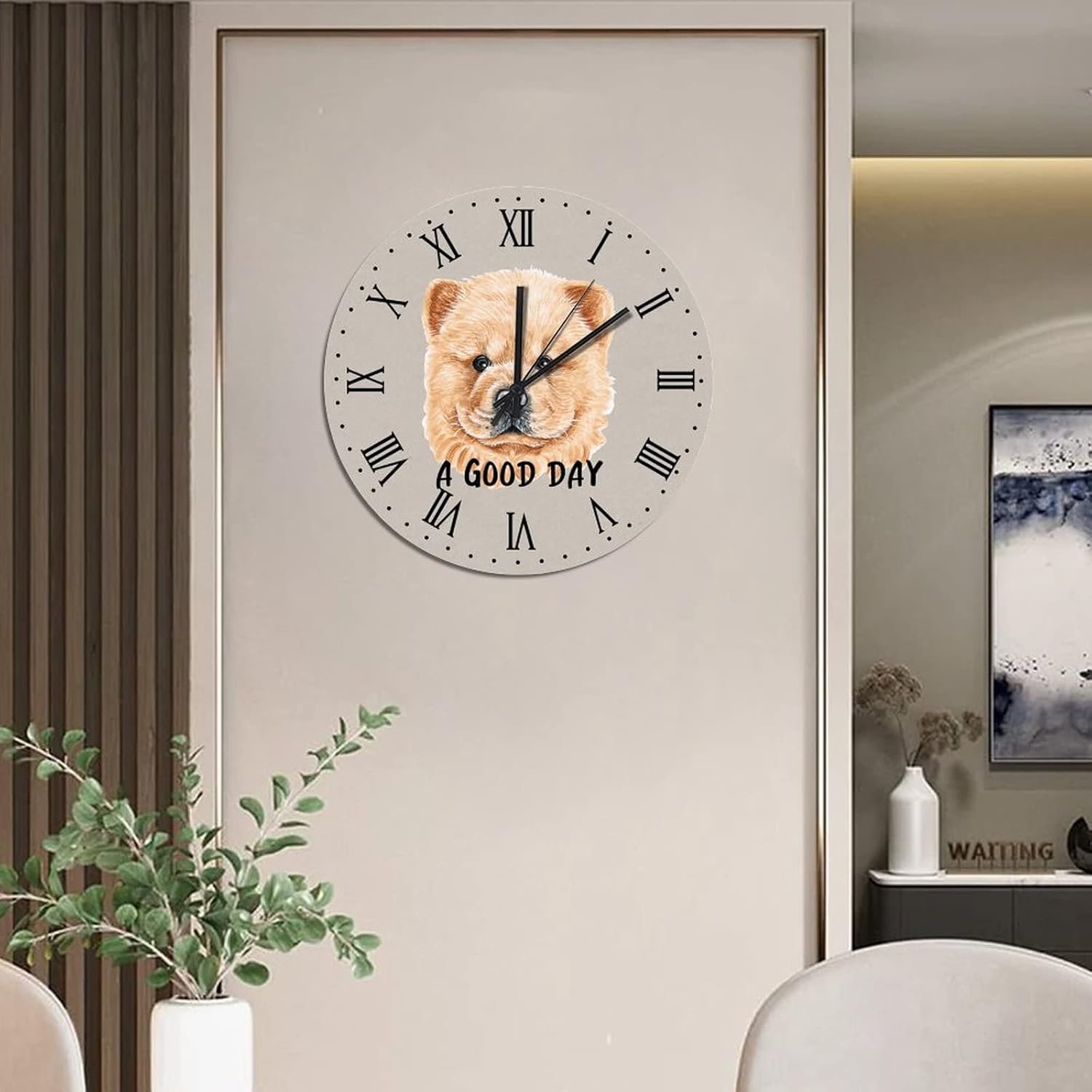 BESTORLOVE Custom Wooden Clocks A Good Day Dog Wood Wall Clock Silent Non-Ticking 15" x 15" Round Wall Clock Decor for Home Living Room Bedroom Office Ship from US - Image 7