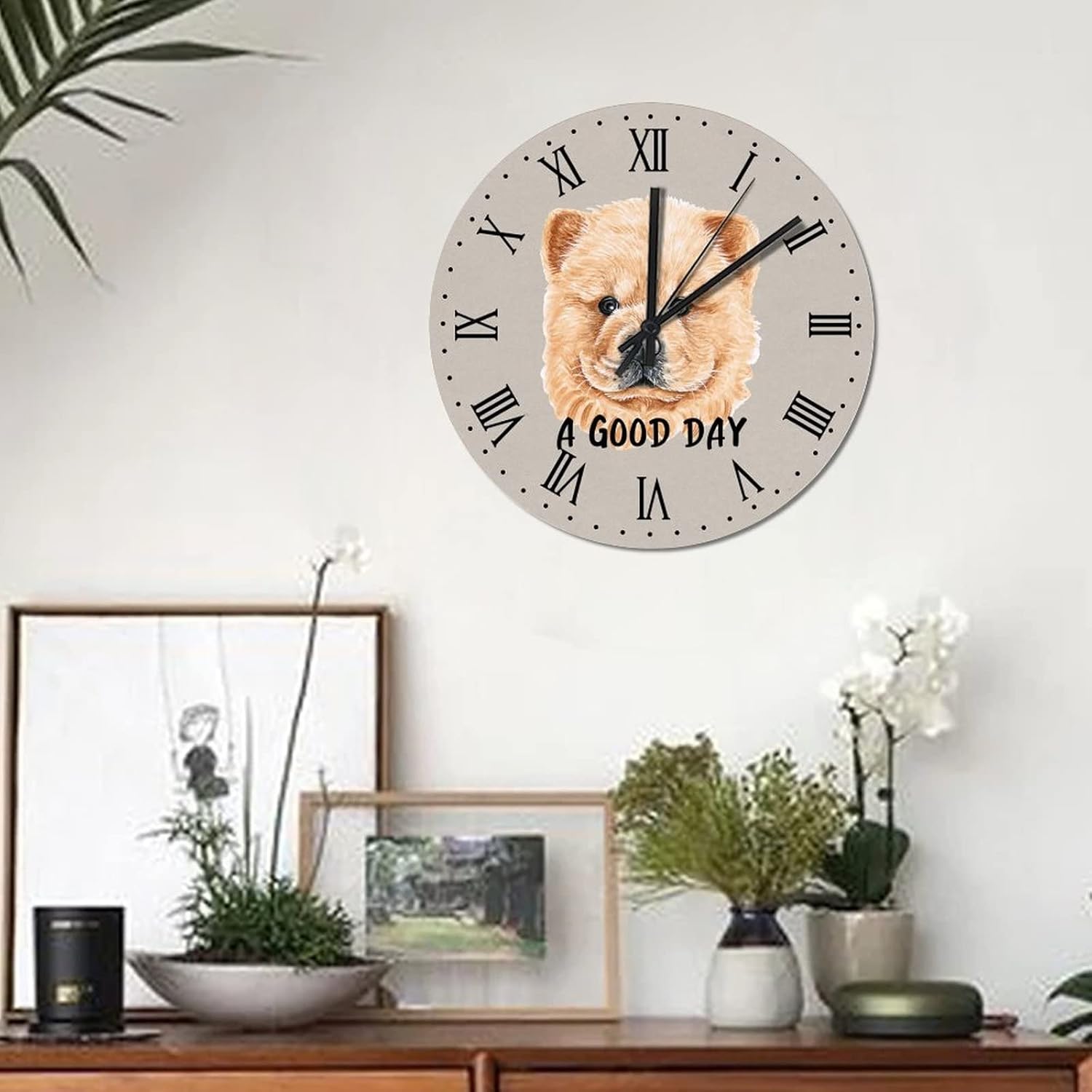 BESTORLOVE Custom Wooden Clocks A Good Day Dog Wood Wall Clock Silent Non-Ticking 15" x 15" Round Wall Clock Decor for Home Living Room Bedroom Office Ship from US - Image 3
