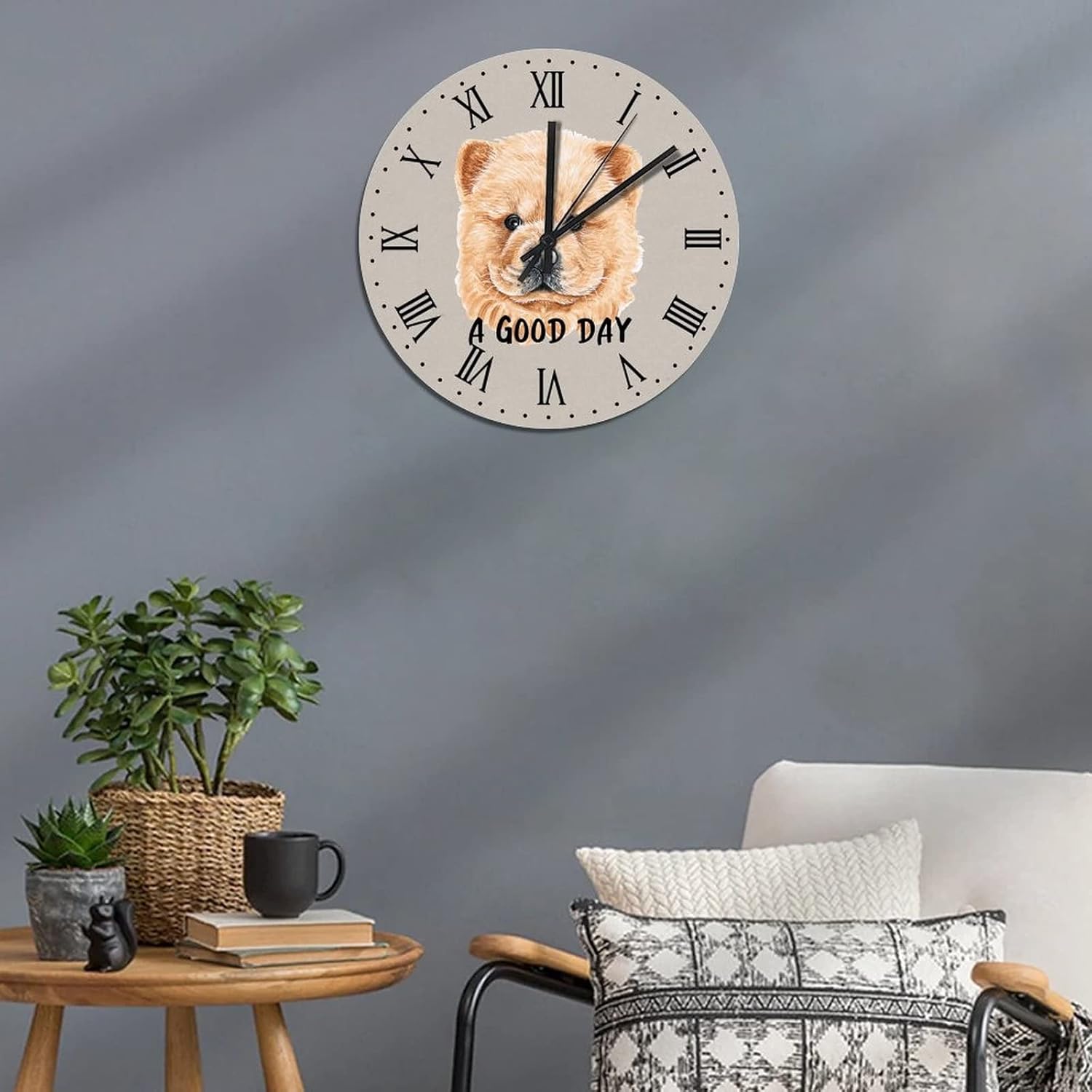 BESTORLOVE Custom Wooden Clocks A Good Day Dog Wood Wall Clock Silent Non-Ticking 15" x 15" Round Wall Clock Decor for Home Living Room Bedroom Office Ship from US - Image 6