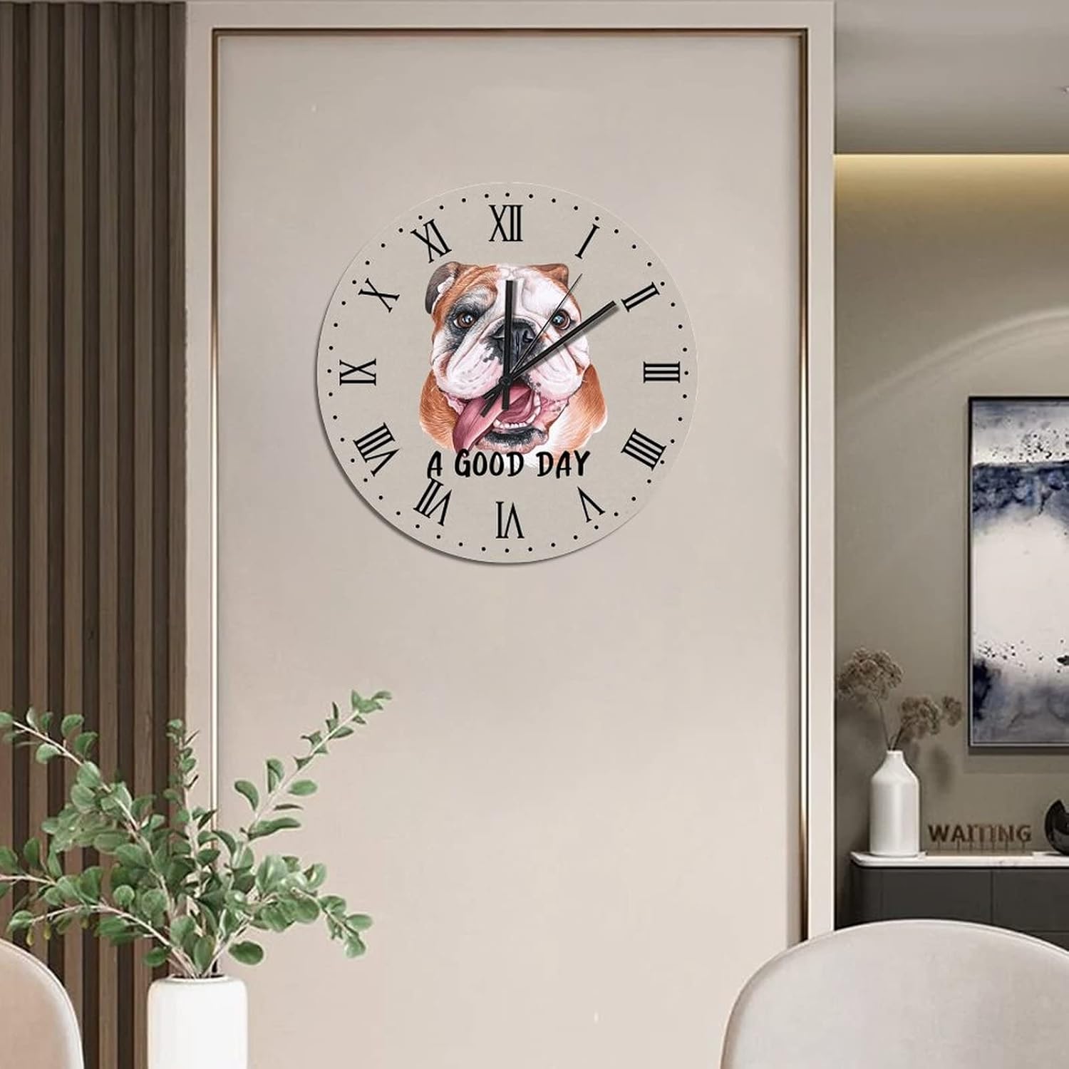 BESTORLOVE Customize Wooden Clocks A Good Day Dog Wood Wall Clock Silent Non-Ticking 15" x 15" Round Wall Clock for Living Room Bedroom Kitchen Home Decorations Ship from US - Image 7