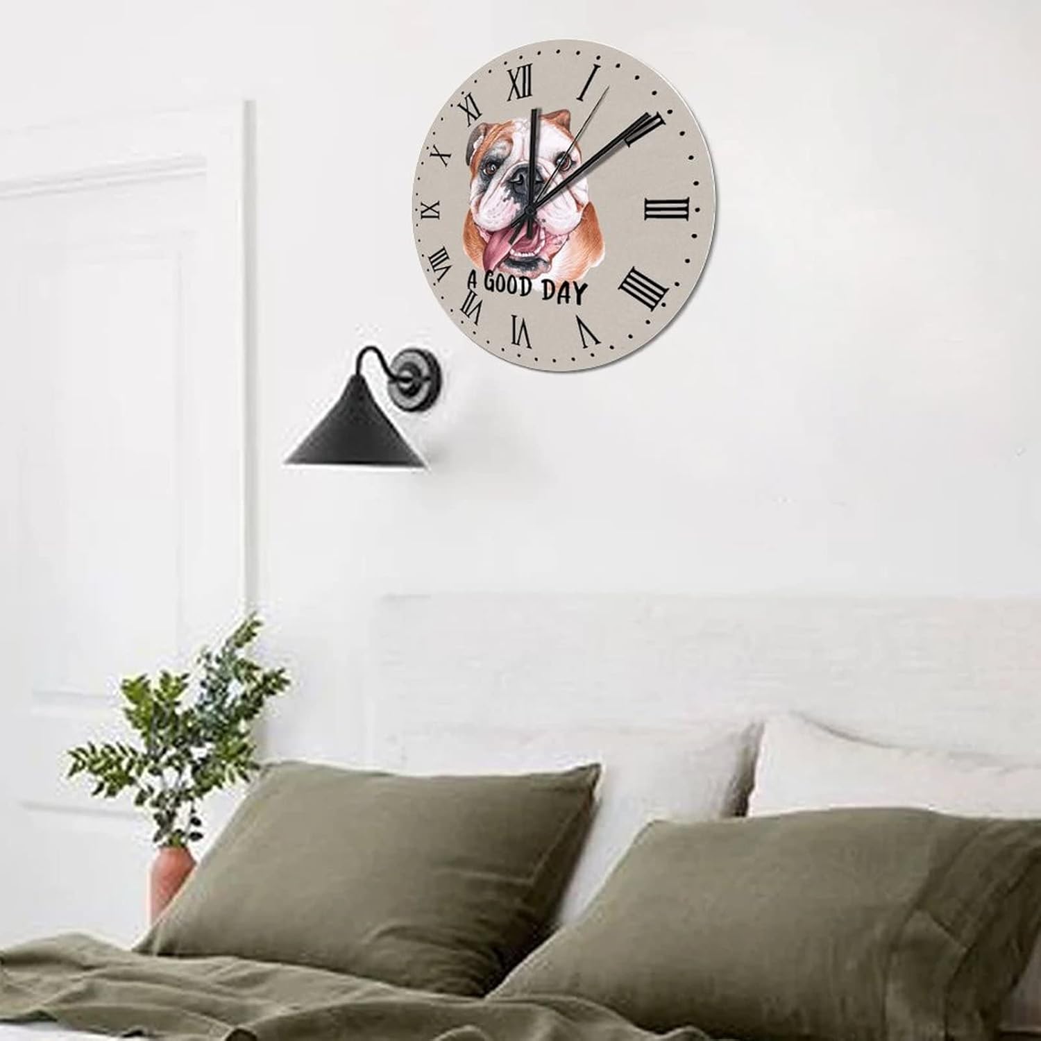 BESTORLOVE Customize Wooden Clocks A Good Day Dog Wood Wall Clock Silent Non-Ticking 15" x 15" Round Wall Clock for Living Room Bedroom Kitchen Home Decorations Ship from US - Image 8