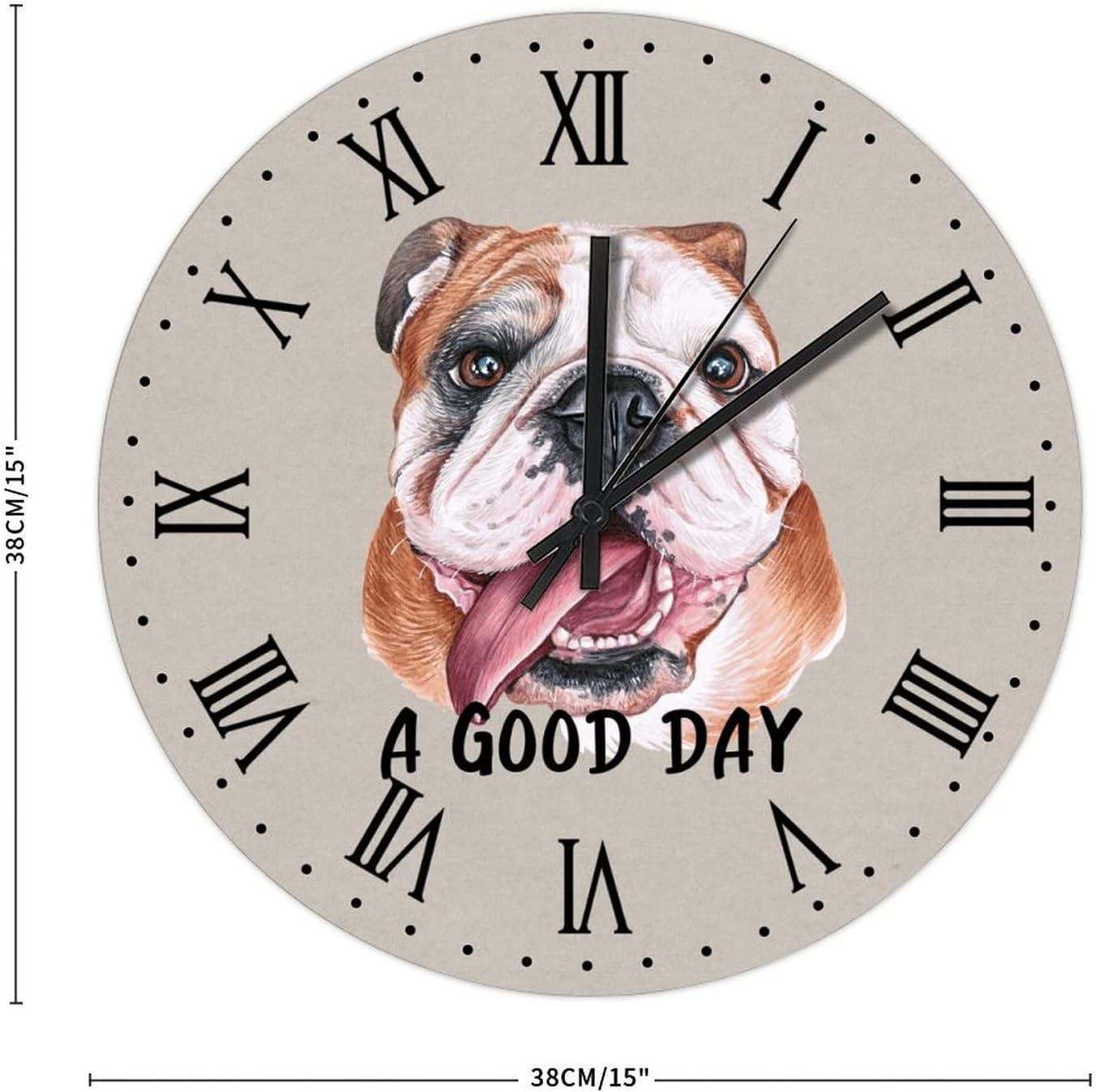 BESTORLOVE Customize Wooden Clocks A Good Day Dog Wood Wall Clock Silent Non-Ticking 15" x 15" Round Wall Clock for Living Room Bedroom Kitchen Home Decorations Ship from US - Image 3