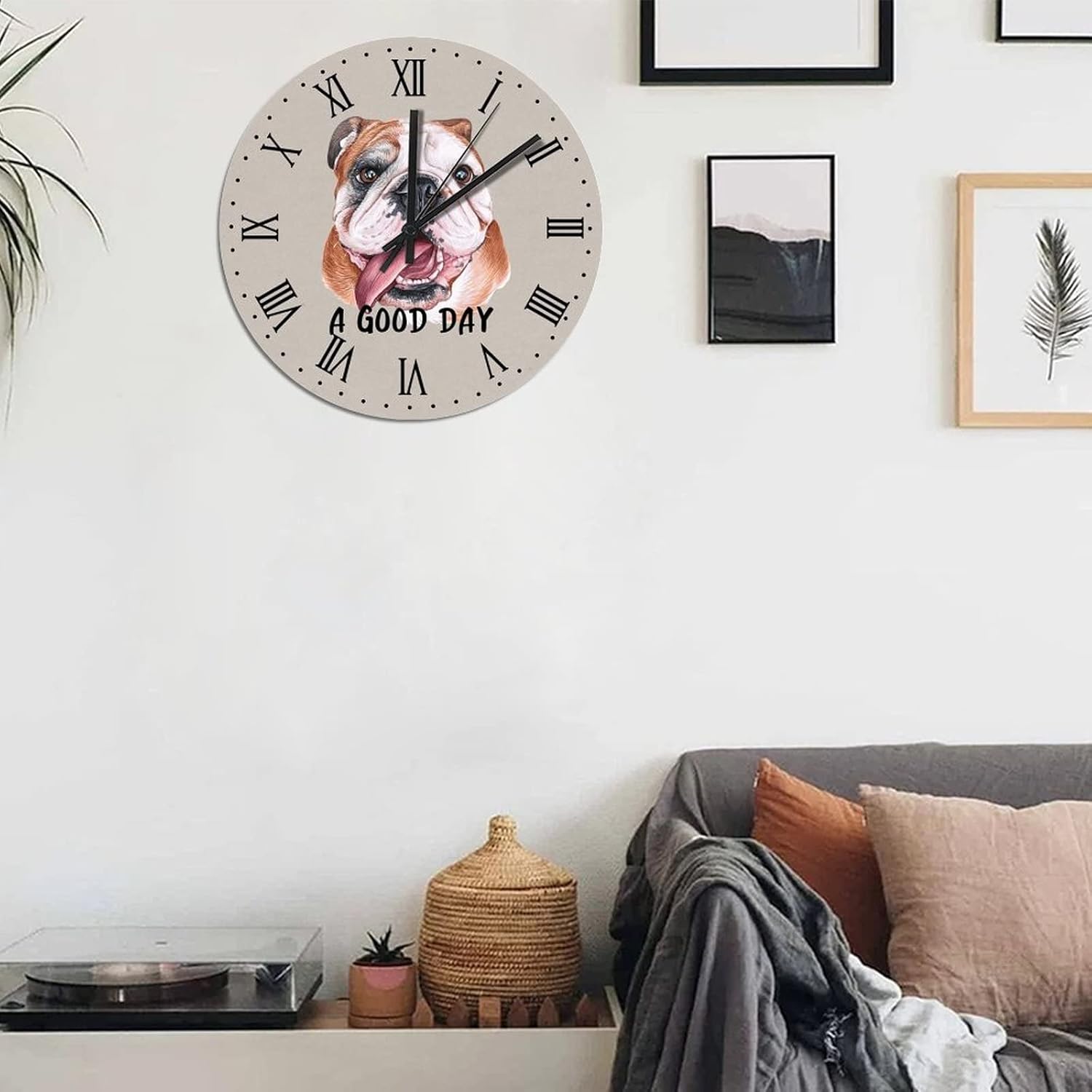 BESTORLOVE Customize Wooden Clocks A Good Day Dog Wood Wall Clock Silent Non-Ticking 15" x 15" Round Wall Clock for Living Room Bedroom Kitchen Home Decorations Ship from US - Image 6