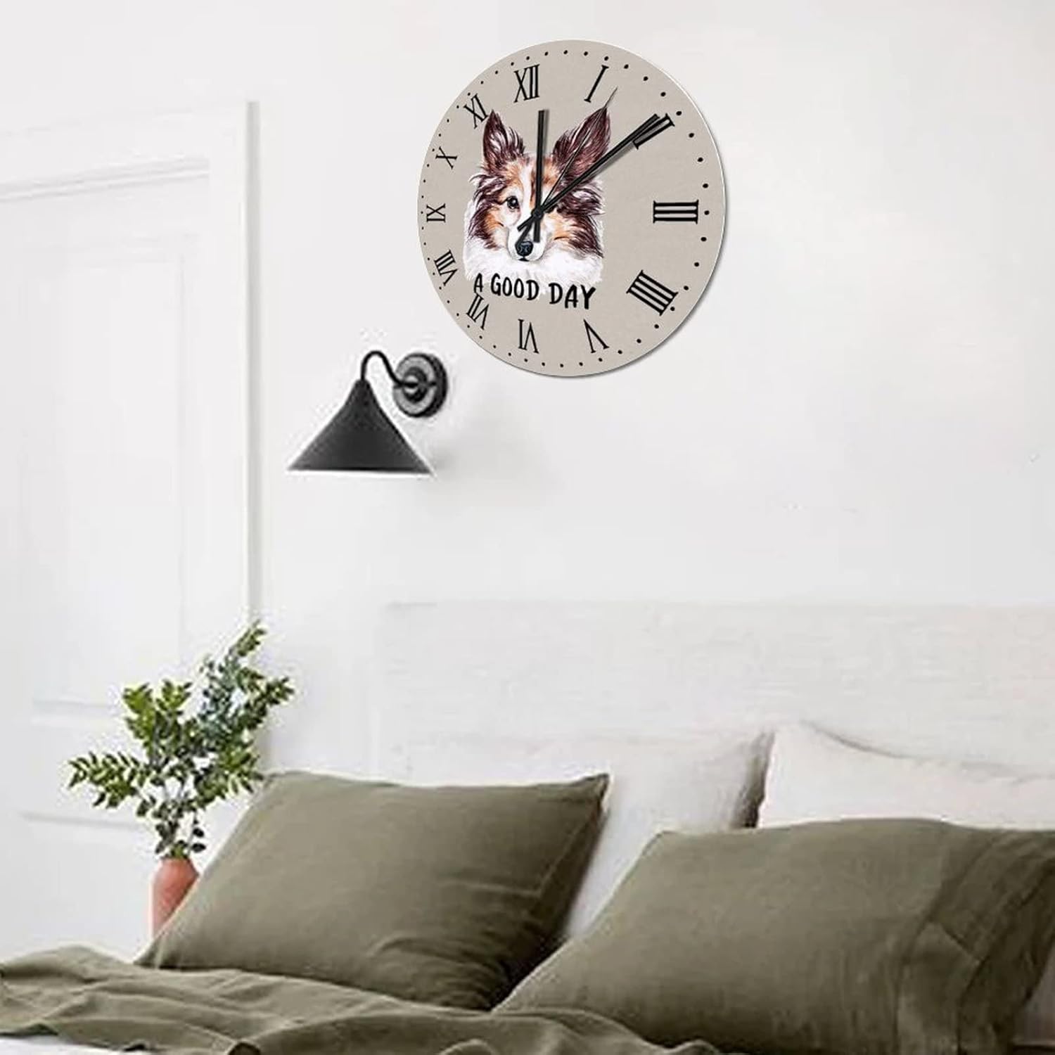 BESTORLOVE Dog Sticking Out Tongue Silent Non-Ticking Wood Wall Clock A Good Day Dog Wooden Clocks 15" x 15" Round Wall Clock Decor for Home Living Room Bedroom Office Ship from US - Image 8