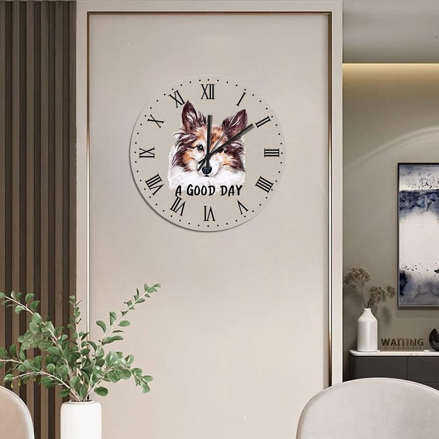 BESTORLOVE Dog Sticking Out Tongue Silent Non-Ticking Wood Wall Clock A Good Day Dog Wooden Clocks 15" x 15" Round Wall Clock Decor for Home Living Room Bedroom Office Ship from US - Image 7