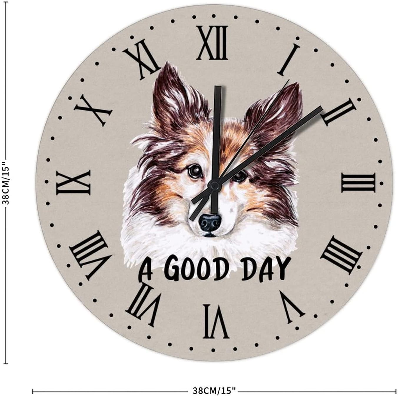 BESTORLOVE Dog Sticking Out Tongue Silent Non-Ticking Wood Wall Clock A Good Day Dog Wooden Clocks 15" x 15" Round Wall Clock Decor for Home Living Room Bedroom Office Ship from US - Image 2