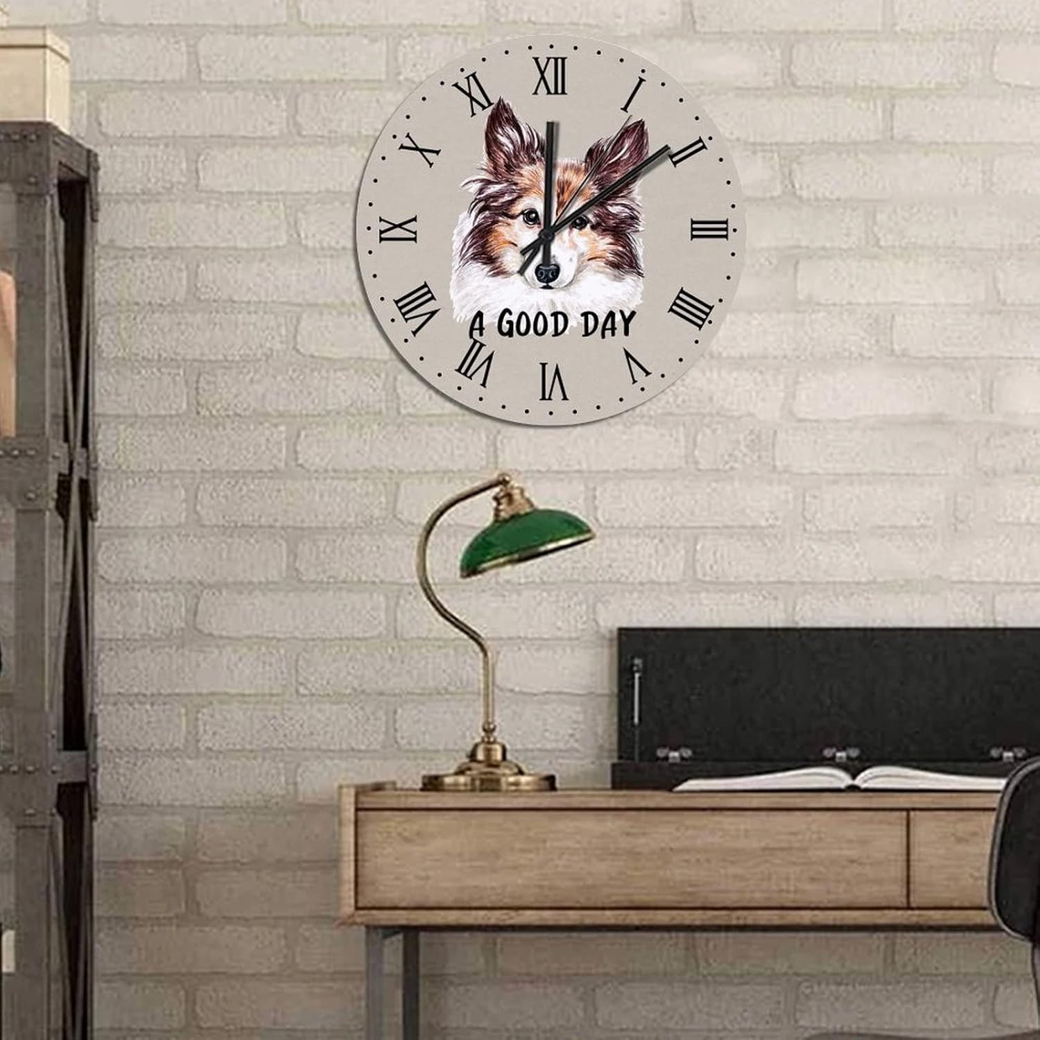 BESTORLOVE Dog Sticking Out Tongue Silent Non-Ticking Wood Wall Clock A Good Day Dog Wooden Clocks 15" x 15" Round Wall Clock Decor for Home Living Room Bedroom Office Ship from US - Image 4