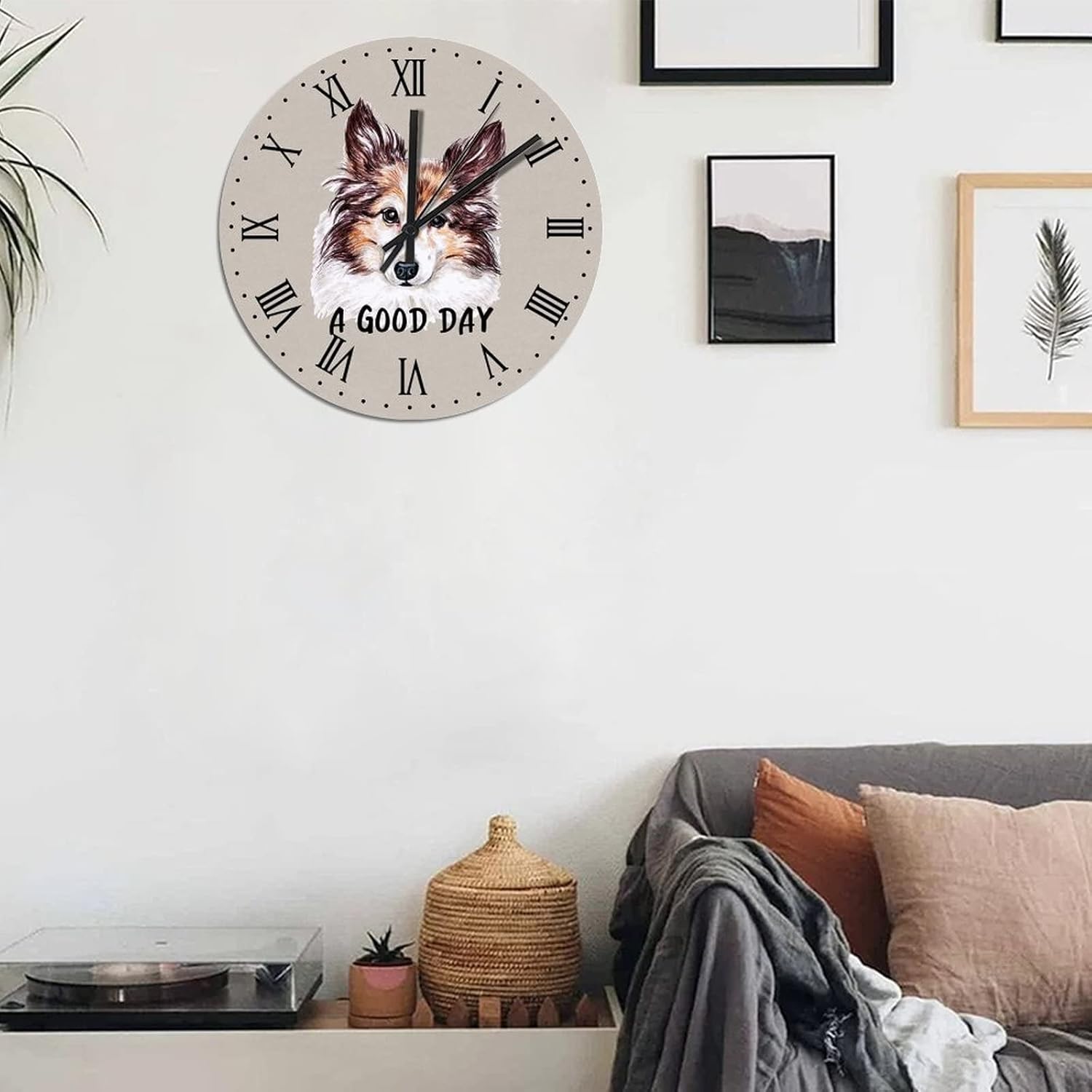 BESTORLOVE Dog Sticking Out Tongue Silent Non-Ticking Wood Wall Clock A Good Day Dog Wooden Clocks 15" x 15" Round Wall Clock Decor for Home Living Room Bedroom Office Ship from US - Image 5