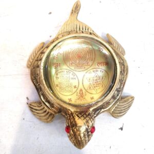 Brass Feng Shui Tortoise Statue with Yantra Design, Good Luck Home Decor Showpiece