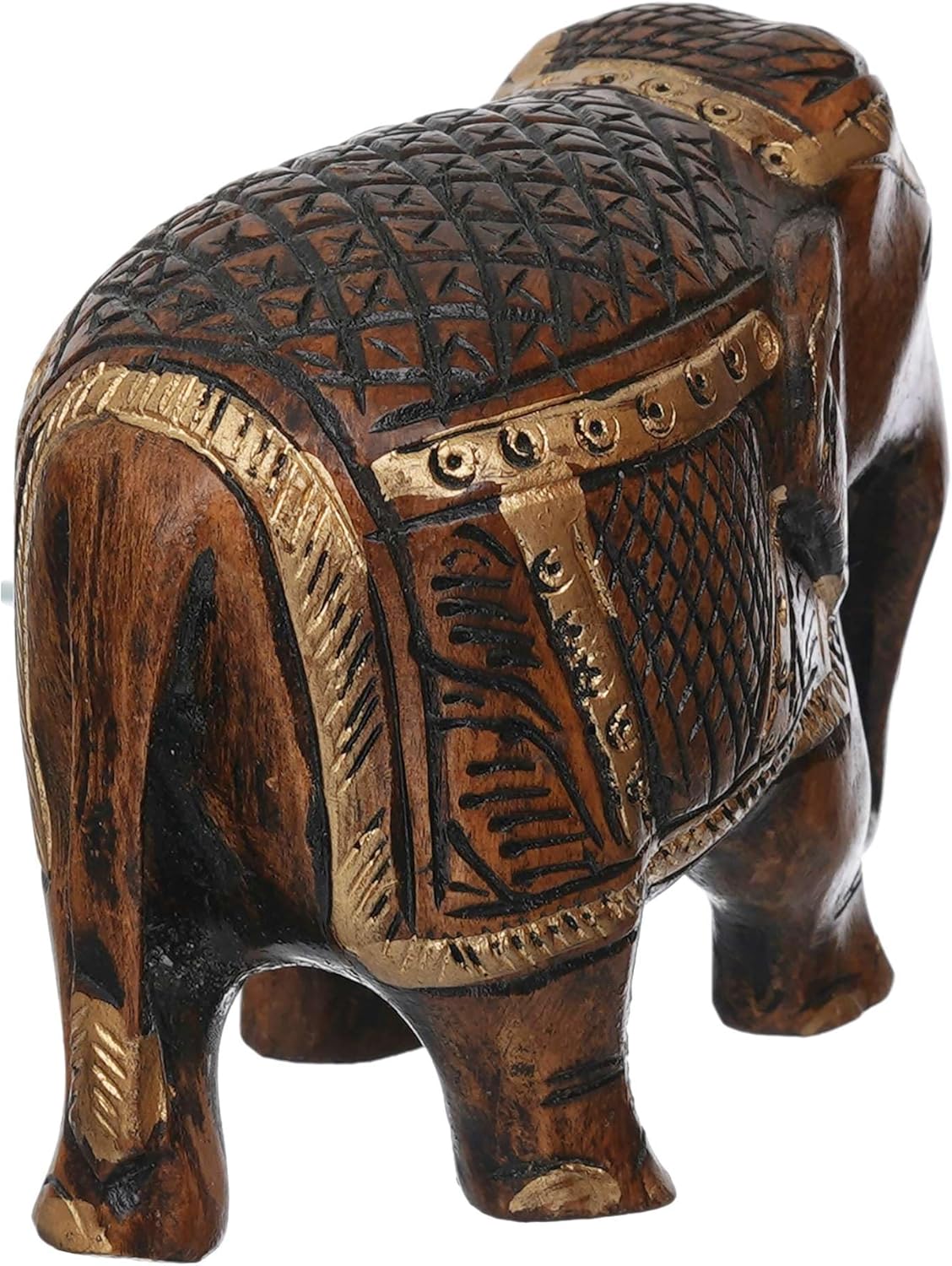 Bushra MegaMart Rajasthani Tribal Handmade Wooden Elephant Statue – Antique Design for Home, Office, Hotel, and Resort Décor | Good Luck and Prosperity Showpiece (Brown) - Image 6