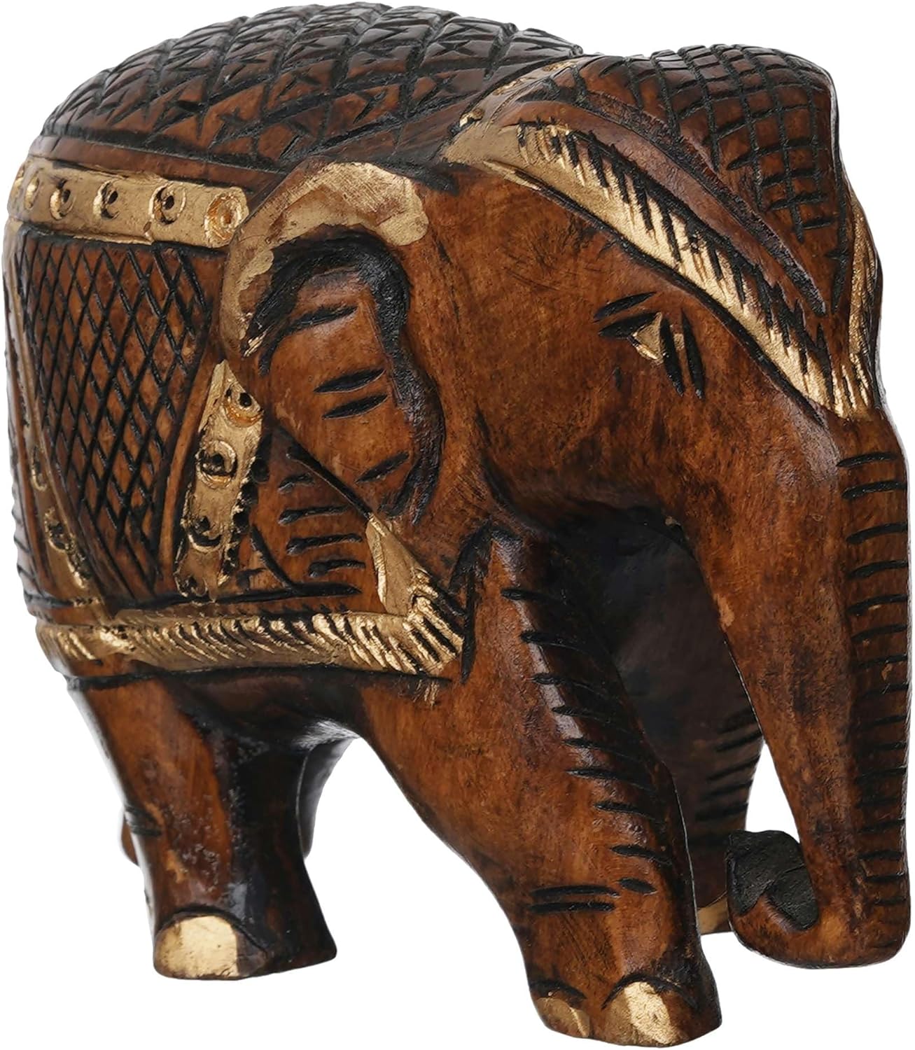 Bushra MegaMart Rajasthani Tribal Handmade Wooden Elephant Statue – Antique Design for Home, Office, Hotel, and Resort Décor | Good Luck and Prosperity Showpiece (Brown) - Image 4