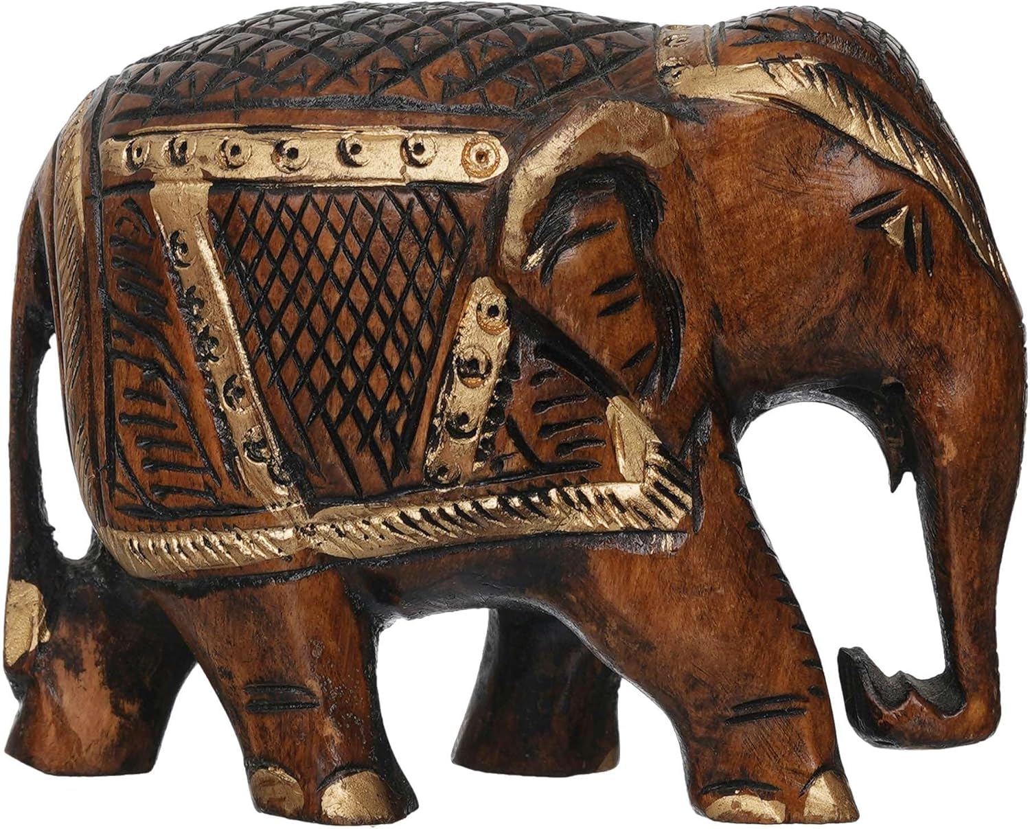 Bushra MegaMart Rajasthani Tribal Handmade Wooden Elephant Statue – Antique Design for Home, Office, Hotel, and Resort Décor | Good Luck and Prosperity Showpiece (Brown) - Image 3