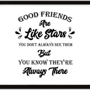 COCOKEN Good Friends are Like Stars Sign Wood Framed, Inspirational Quotes Wooden Plaque with Frame, 16" x 20" Funny Printed Hanging Wall Art for Home Bedroom Kitchen Farmhouse