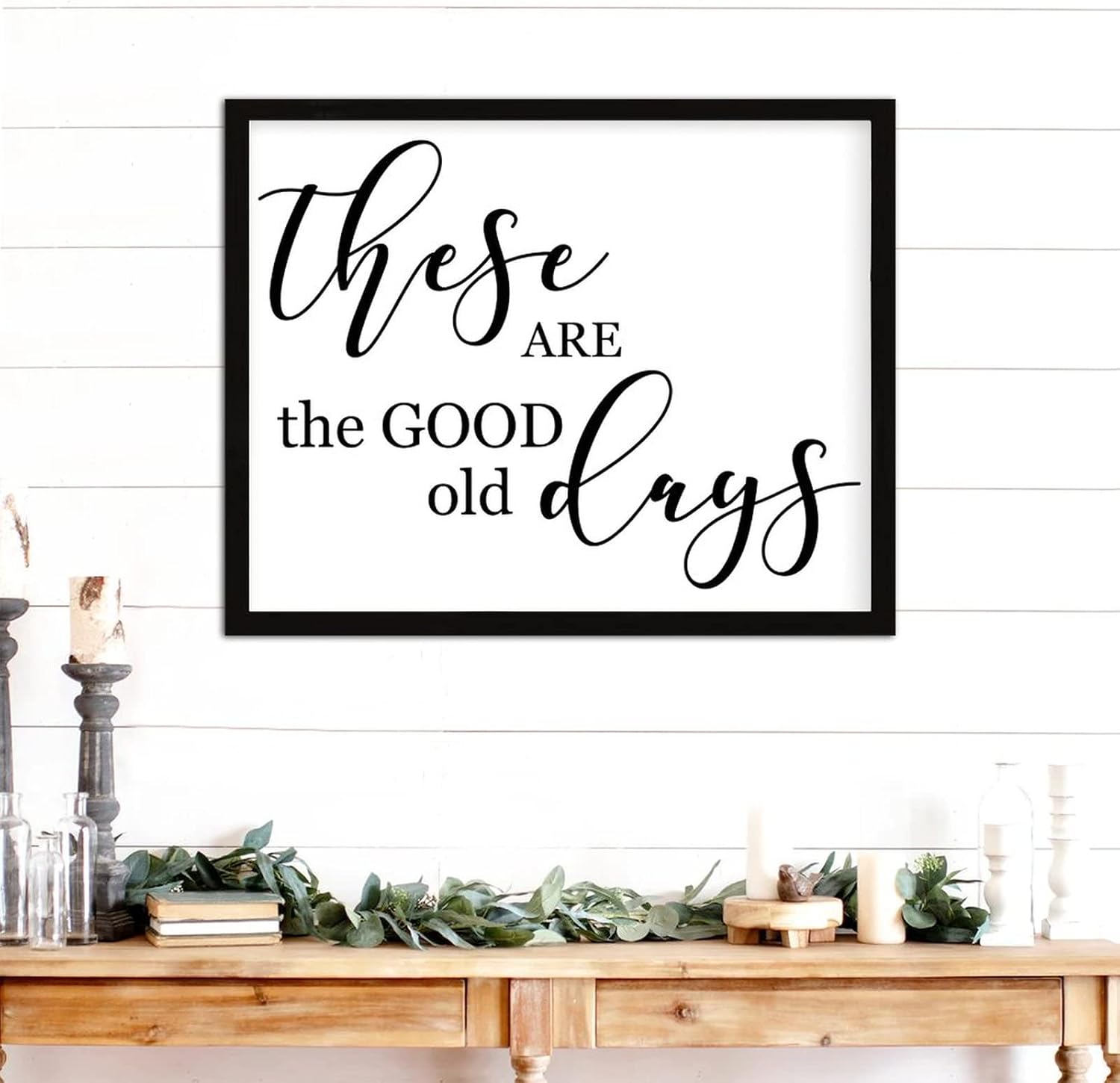 COCOKEN These are The Good Old Days Wooden Plaque with Frame, Friendship Inspirational Quotes Sign Wood Framed, 16" x 20" Elegant Printed Hanging Wall Art Decor for Home Living Room Bedroom - Image 4