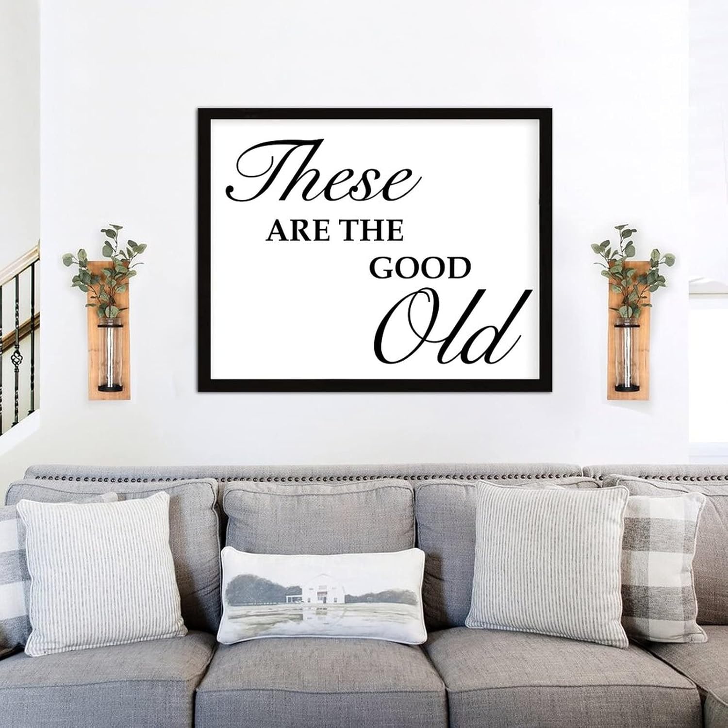 COCOKEN These are The Good Old Wooden Plaque with Frame Word Art Inspirational Quotes Sign Wood Framed 16" x 20" Family Affection Printed Hanging Wall Art Decor for Home Living Room Bedroom - Image 6