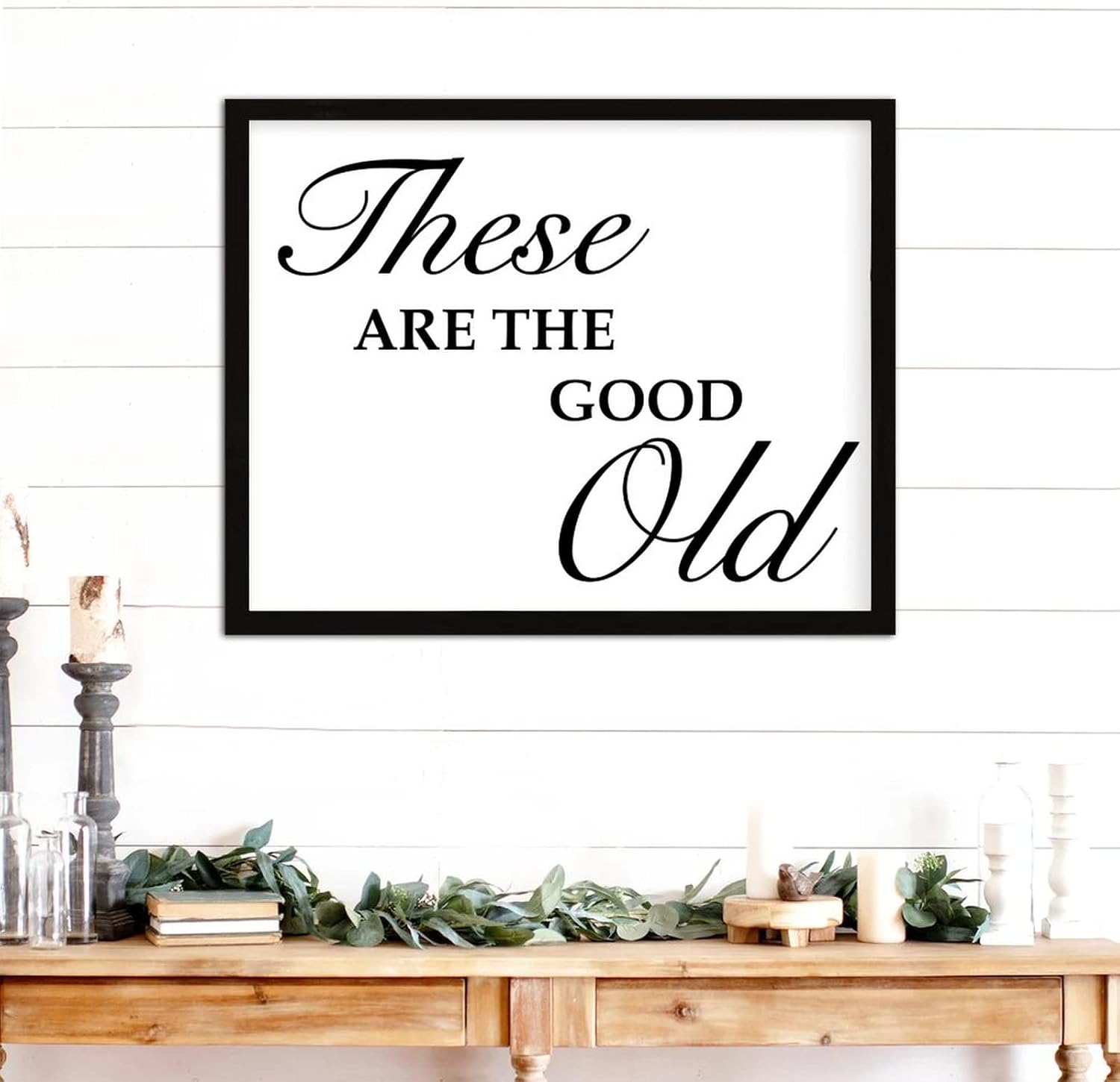 COCOKEN These are The Good Old Wooden Plaque with Frame Word Art Inspirational Quotes Sign Wood Framed 16" x 20" Family Affection Printed Hanging Wall Art Decor for Home Living Room Bedroom - Image 4