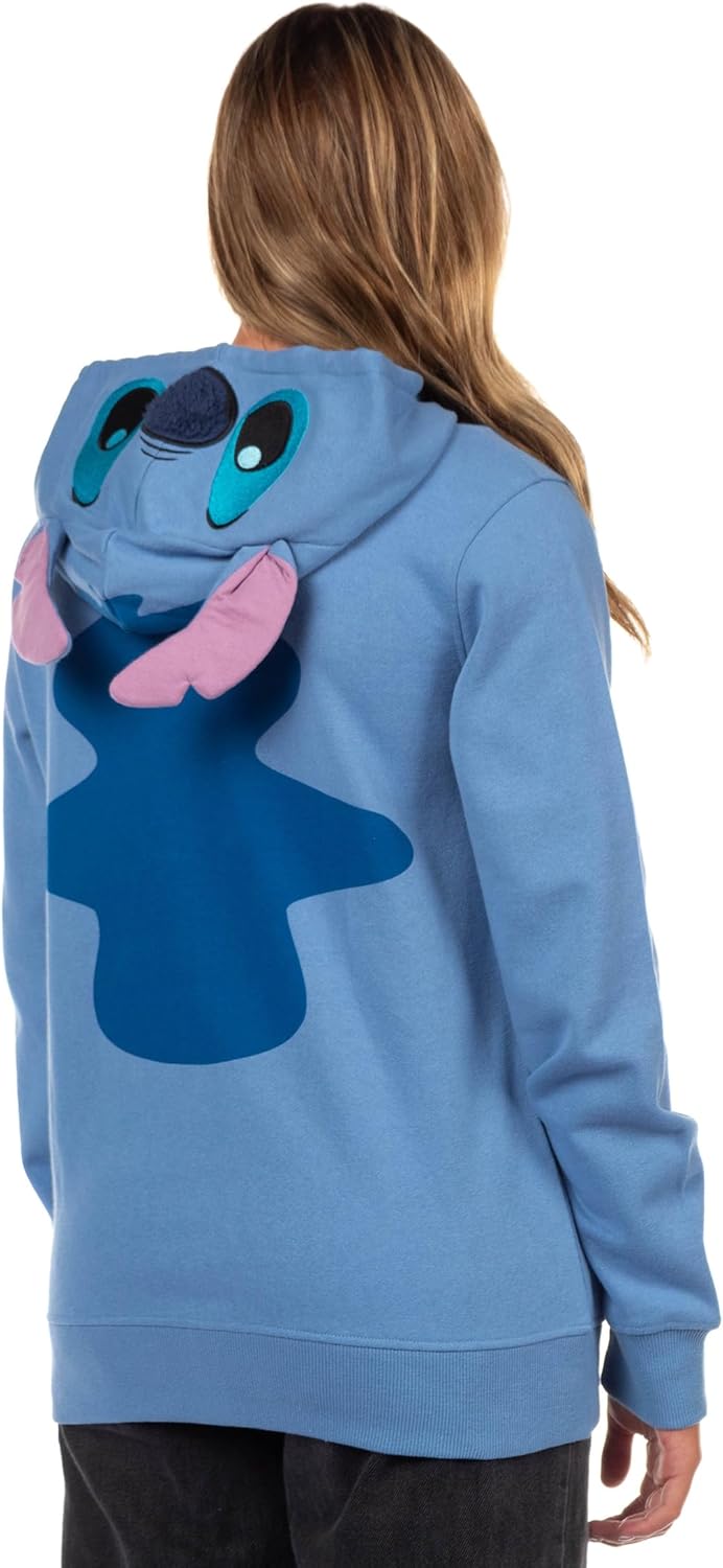 Disney Women's Lilo and Stitch I Am Stitch Costume Sweatshirt Zip Hoodie w\/Embroidered Face and Stand-Up Ears - Image 4