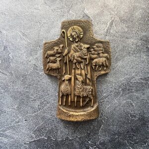 Exquisite Hand-Carved Good Shepherd Wooden Figurine - Religious Art Sculpture, Christian Home Decor Accent Piece (14 * 10,3, Ebony)