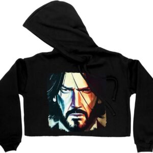 Famous Character Women's Cropped Fleece Hoodie - Cool Guy Cropped Hoodie for Women - Graphic Hooded Sweatshirt