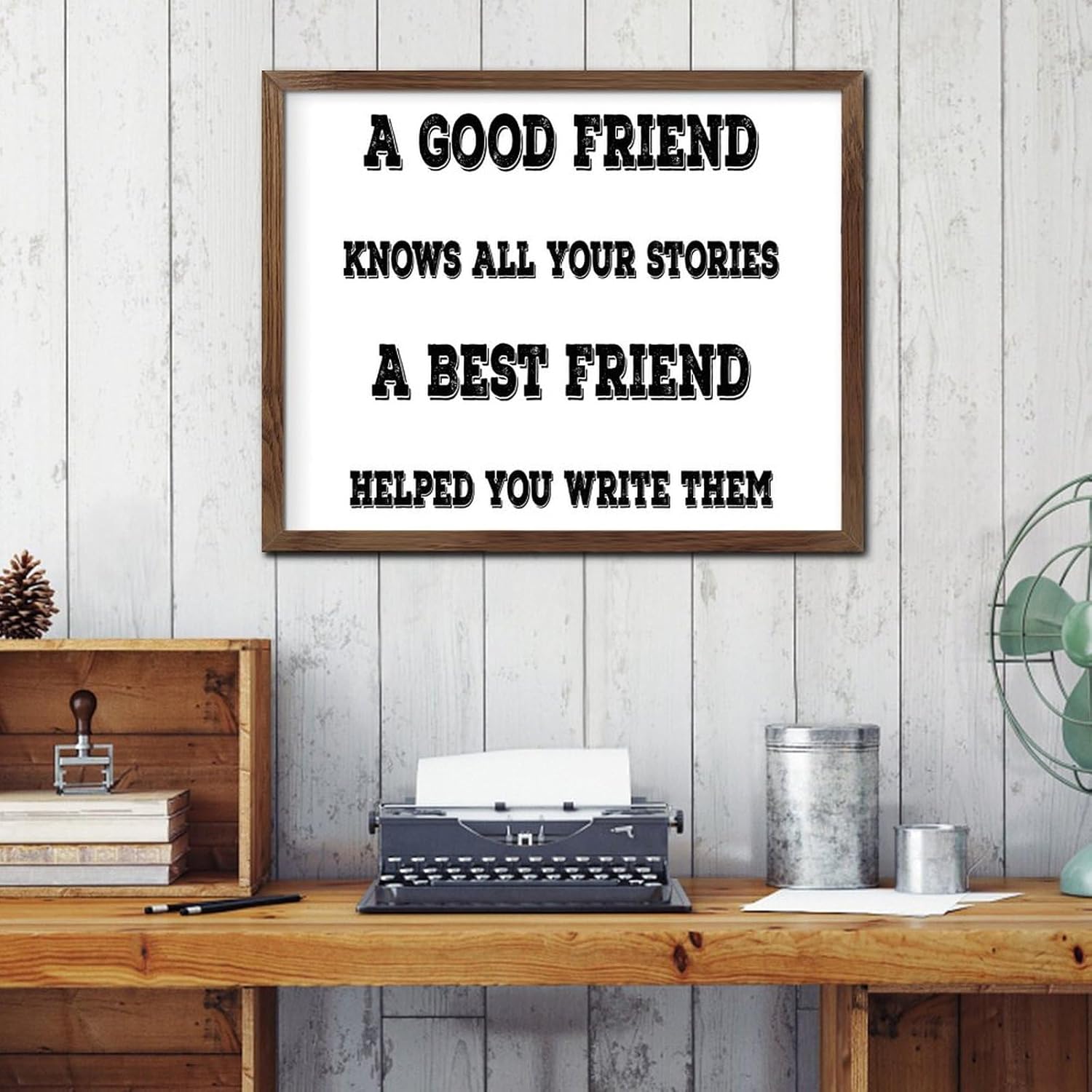 Farmhouse Wood Framed Wall Decor Sign A Good Friend Knows All Your Stories A Best Friend Home Decor for Outdoor Word Quotes Decorative Wooden Signs Rustic Dinning Room Wall Decor Sign Gift 16x20in - Image 9
