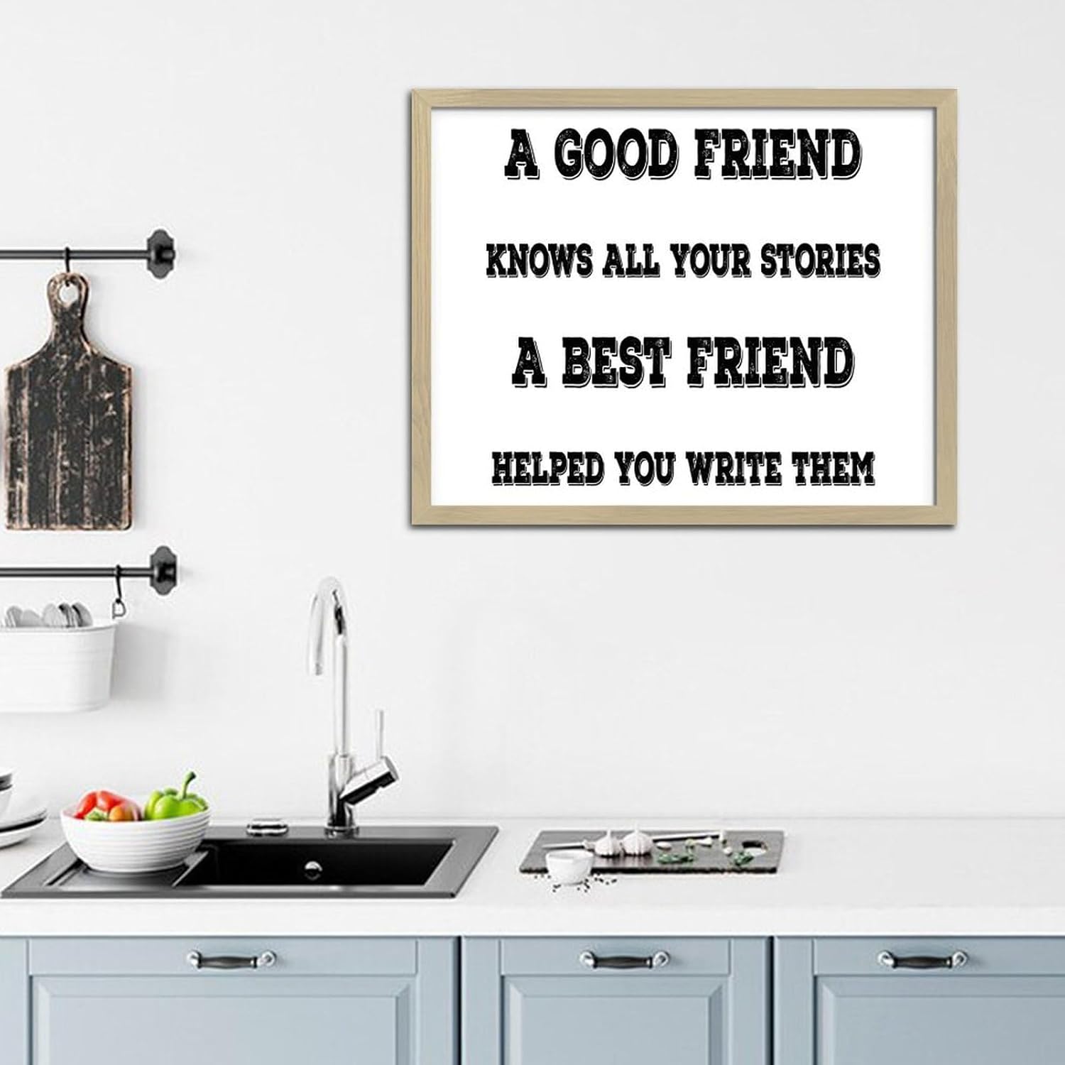 Farmhouse Wood Framed Wall Decor Sign A Good Friend Knows All Your Stories A Best Friend Home Decor for Outdoor Word Quotes Decorative Wooden Signs Rustic Dinning Room Wall Decor Sign Gift 16x20in - Image 6