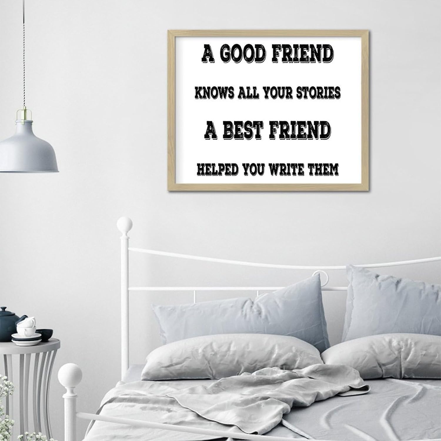 Farmhouse Wood Framed Wall Decor Sign A Good Friend Knows All Your Stories A Best Friend Home Decor for Outdoor Word Quotes Decorative Wooden Signs Rustic Dinning Room Wall Decor Sign Gift 16x20in - Image 7