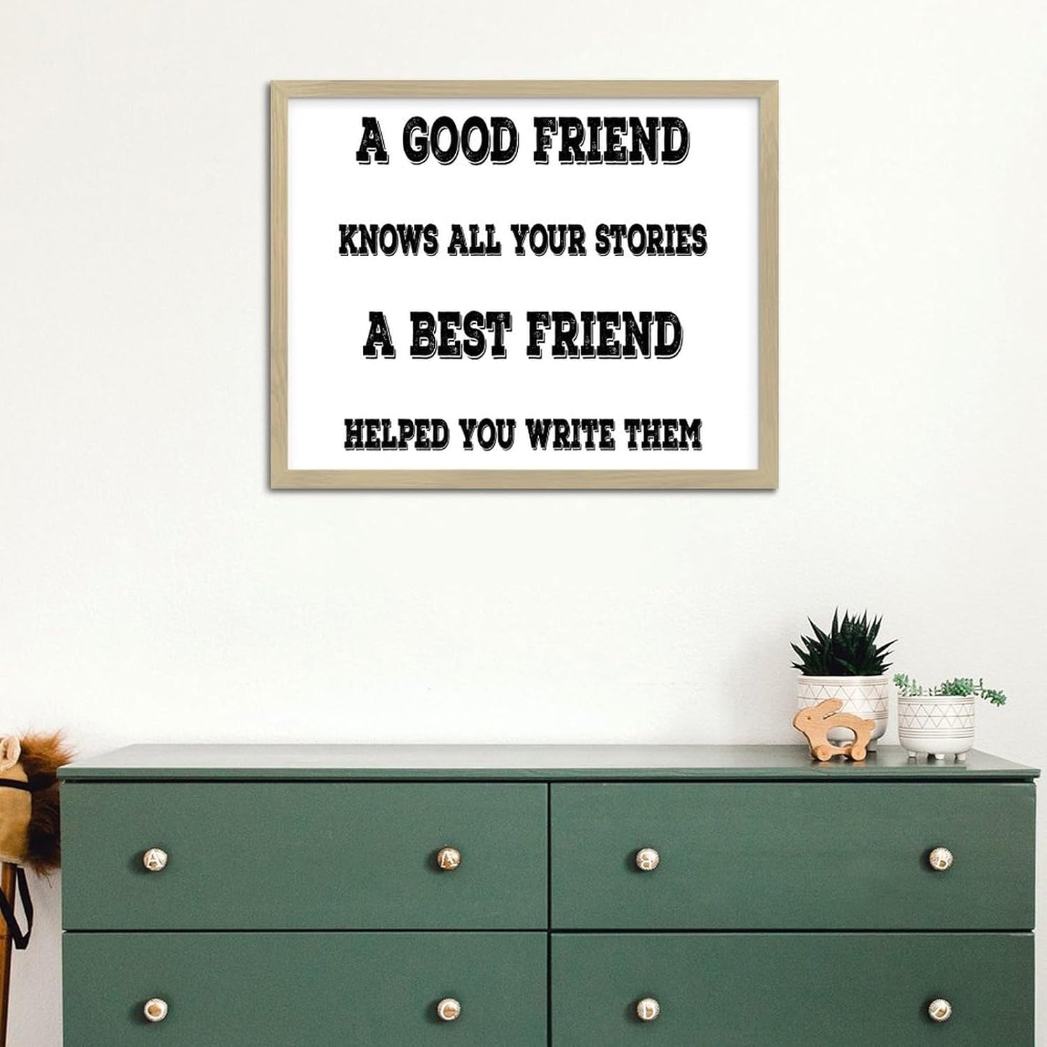 Farmhouse Wood Framed Wall Decor Sign A Good Friend Knows All Your Stories A Best Friend Home Decor for Outdoor Word Quotes Decorative Wooden Signs Rustic Dinning Room Wall Decor Sign Gift 16x20in - Image 5