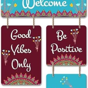 Good Vibes Only Wooden Wall Hanger for Home Decor | Office | Gifts | Bedroom | Living Room | Quotes Decorative Items | Wall Hangings for Home Decoration | Artworks (Multi9)