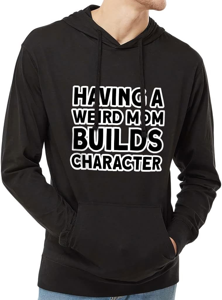Having a Weird Mom Builds Character Lightweight Jersey Hoodie - Cool Hooded Pullover - Funny Hoodie - Image 4