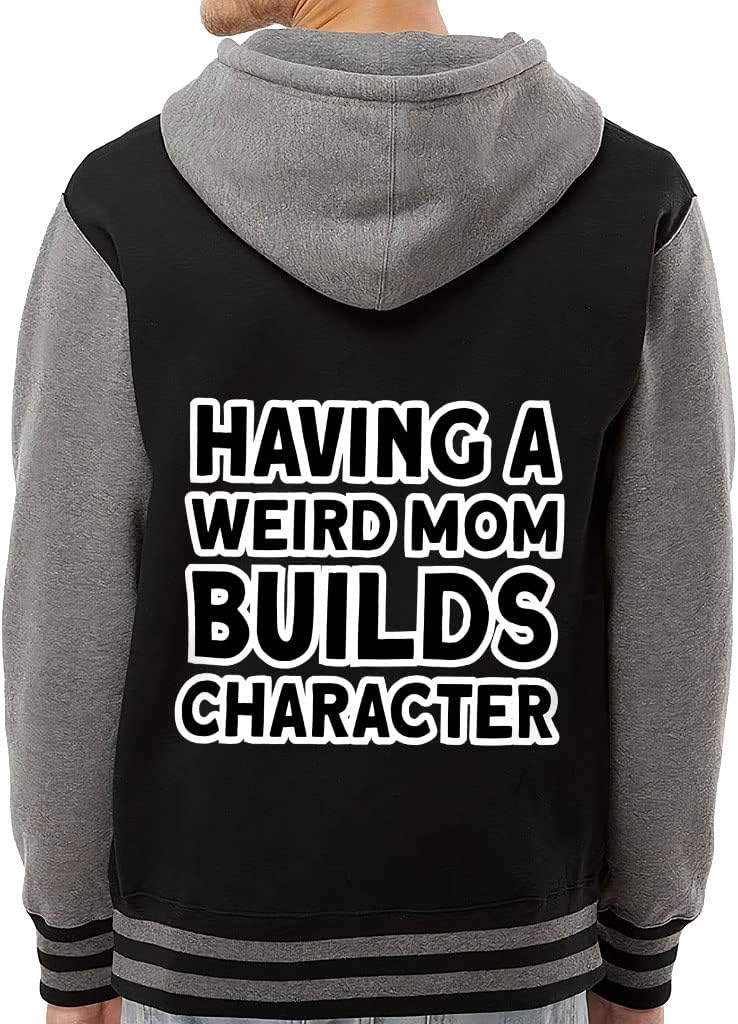 Having a Weird Mom Builds Character Varsity Hoodie - Cool Zip Hoodie - Funny Hooded Sweatshirt - Image 4