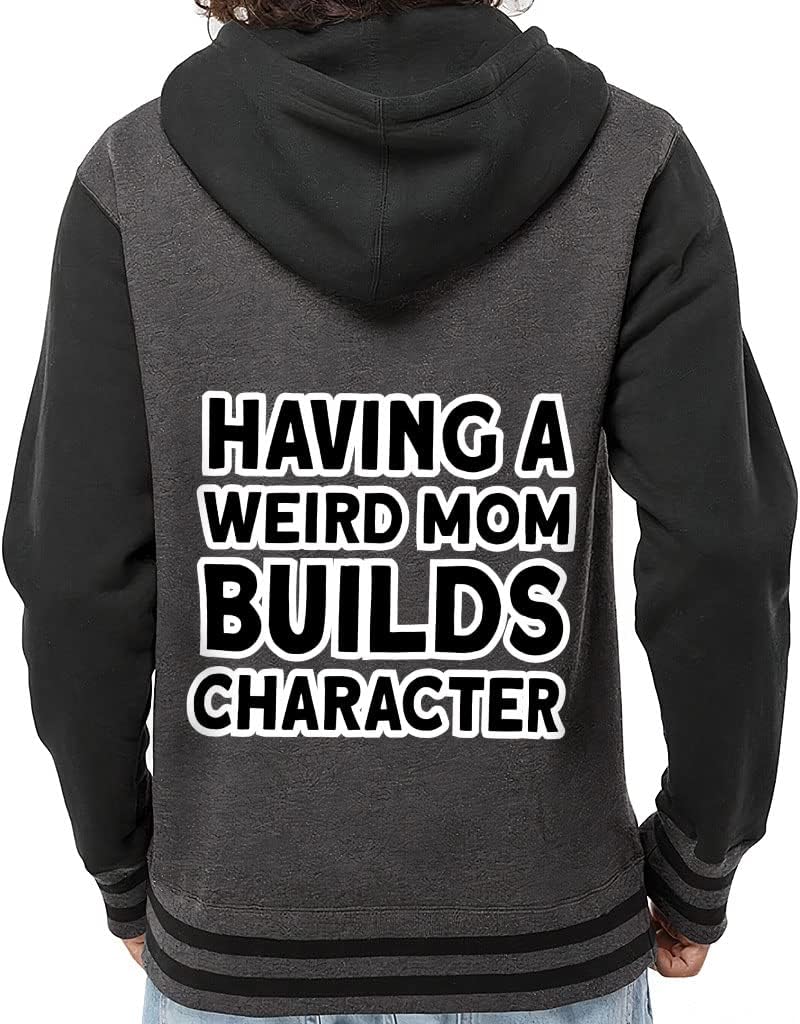 Having a Weird Mom Builds Character Varsity Hoodie - Cool Zip Hoodie - Funny Hooded Sweatshirt - Image 5