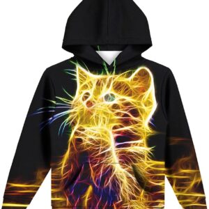 Hgvoetty Unisex Boys Girls Hoodies 3D Printed Hooded Sweatshirts for Kids Pullovers with Pockets 6-15 Years