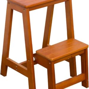 Household Goods 2 Steps Folding Step Ladder Wooden Ladder, Home Interior Stair Step Stool, Wooden Kitchen Step Chair Maximum Load Bed Step Stools for High Beds 150kg
