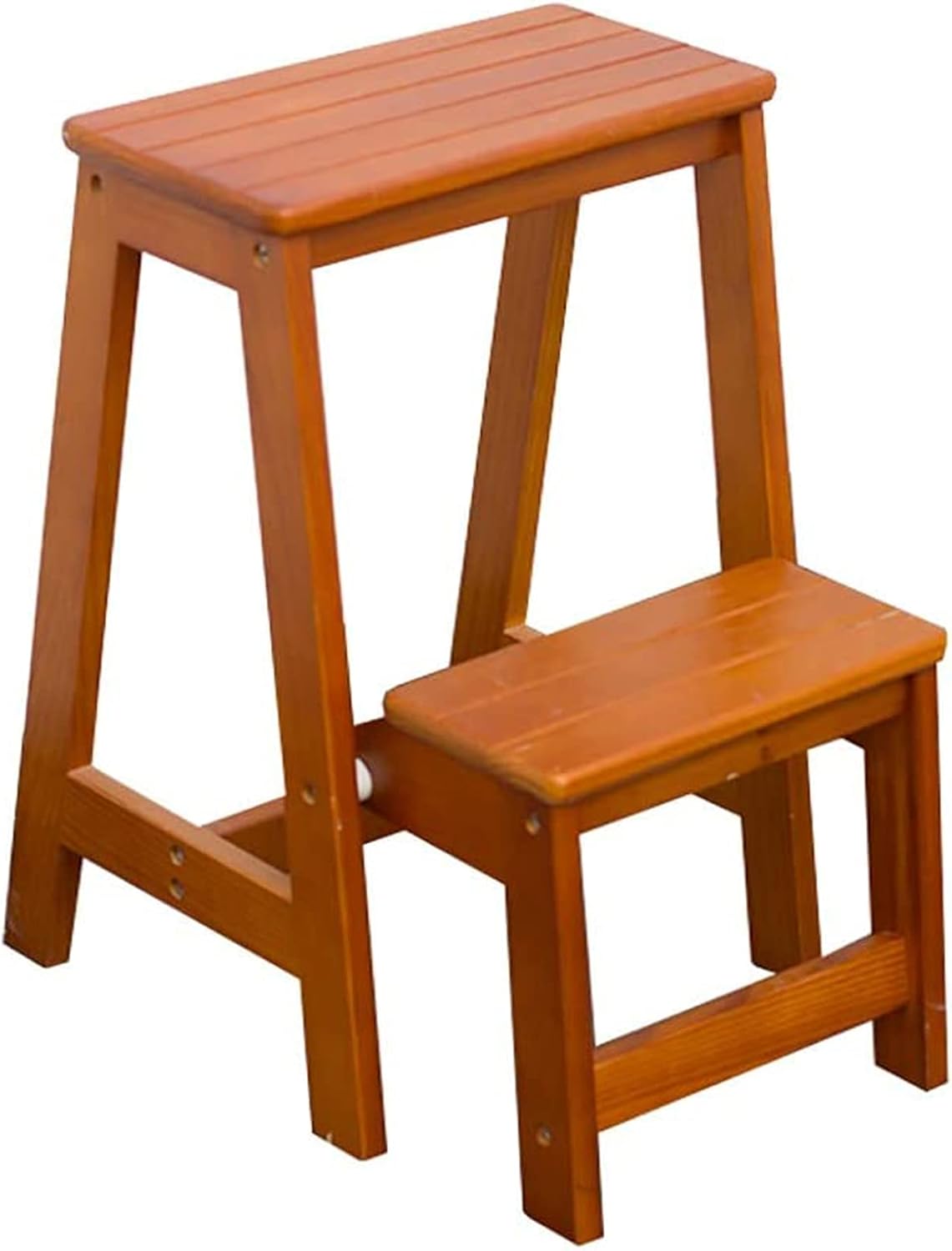 Household Goods 2 Steps Folding Step Ladder Wooden Ladder, Home Interior Stair Step Stool, Wooden Kitchen Step Chair Maximum Load Bed Step Stools for High Beds 150kg