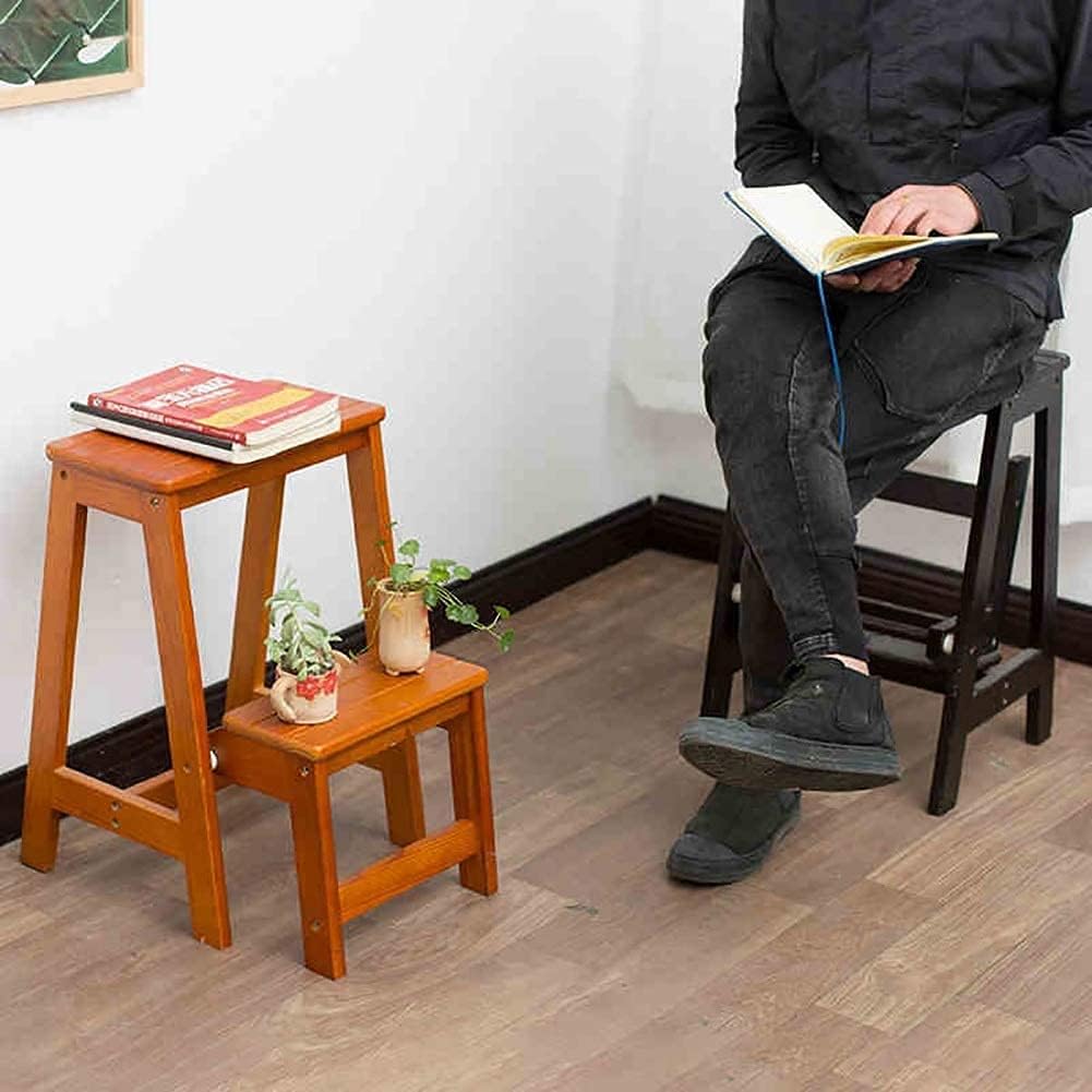 Household Goods 2 Steps Folding Step Ladder Wooden Ladder, Home Interior Stair Step Stool, Wooden Kitchen Step Chair Maximum Load Bed Step Stools for High Beds 150kg - Image 6