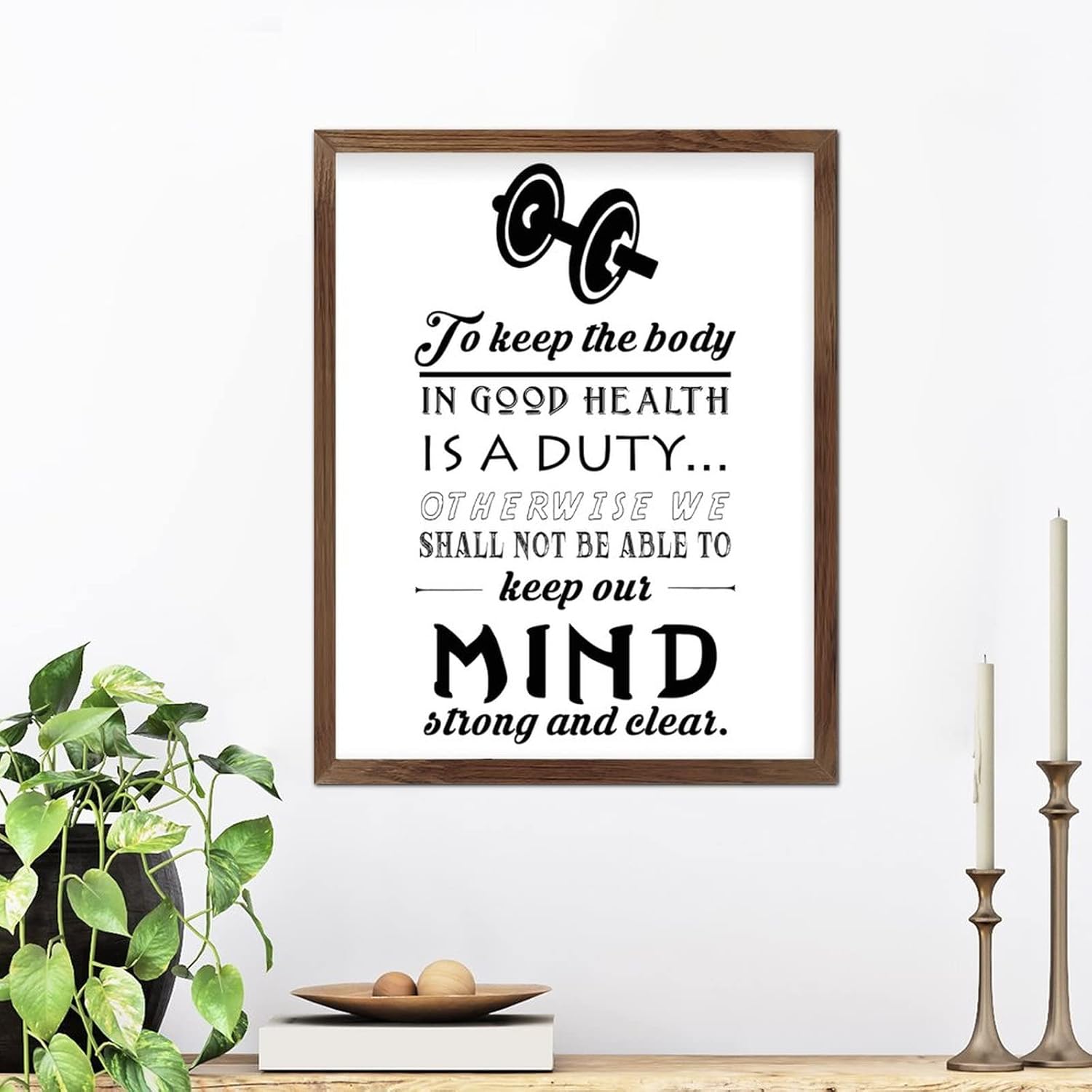 Inspirational Quotes Christian Wood Frame Wall Sign to Keep The Body in Good Health is A Duty Wall Framed Wood Signs Rustic Framed Wooden Sign for Hotel Home Garage Shop Bar 20x16in - Image 4