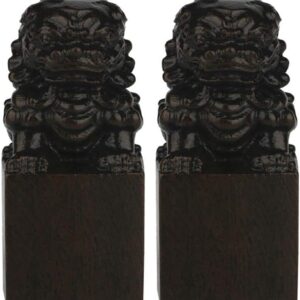 Large Ornaments feng Shui Ornaments Beijing Lions Pair fu Foo Dogs Statues,Chinese Decor Black Wooden Prosperity Figurine,Home Office Wealth Good Luck Sculpture Large Ornaments