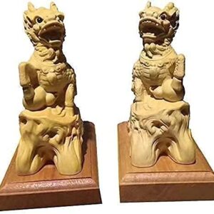 Large Ornaments Modern Decoration Sculpture,Statues Bathroom Ornament C Collectables Feng Shui Qilin/Statues Home Decoration Crafts A Pair of Attract Wealth and Good Luck Handmade Wooden Decor Pro