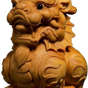 Large Ornaments Modern Decoration Sculpture,Statues Chinese Feng Shui Qilin/Chi Lin Kylin Statues,Wooden Decor Prosperity Figurine Home and Office,Attract Wealth and Good Luck Large Ornaments