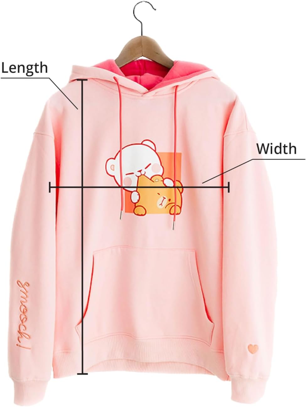 Milkmochabear Official Smooch and Snuggle Pink Black Fleece Hoodie Unisex Drop-Shoulder Milk Mocha Screen Print Embroidered - Image 3