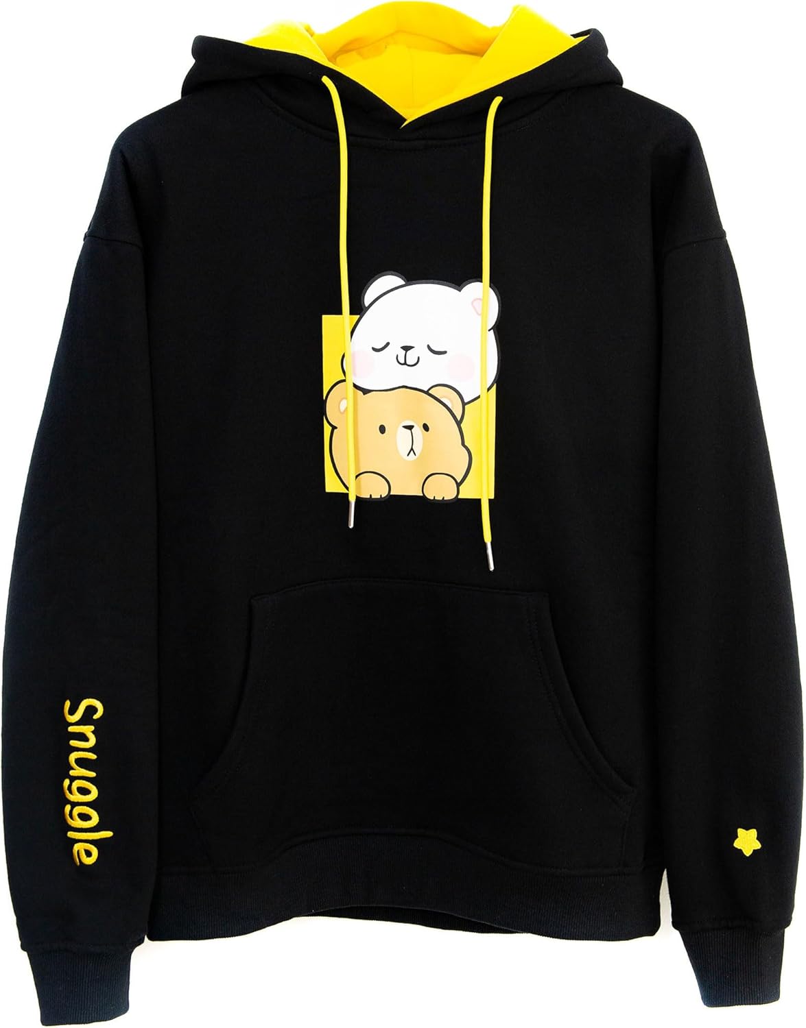 Milkmochabear Official Smooch and Snuggle Pink Black Fleece Hoodie Unisex Drop-Shoulder Milk Mocha Screen Print Embroidered - Image 9