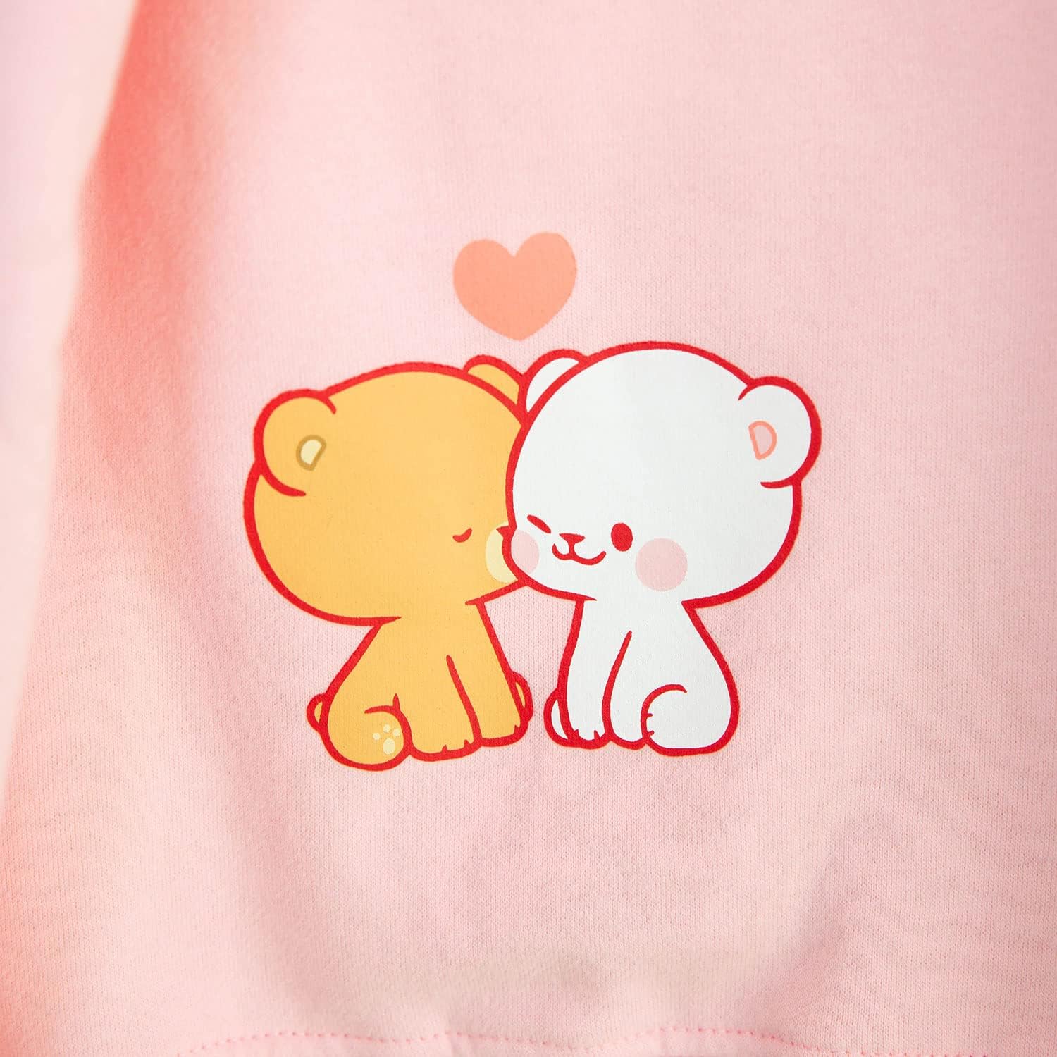 Milkmochabear Official Smooch and Snuggle Pink Black Fleece Hoodie Unisex Drop-Shoulder Milk Mocha Screen Print Embroidered - Image 6